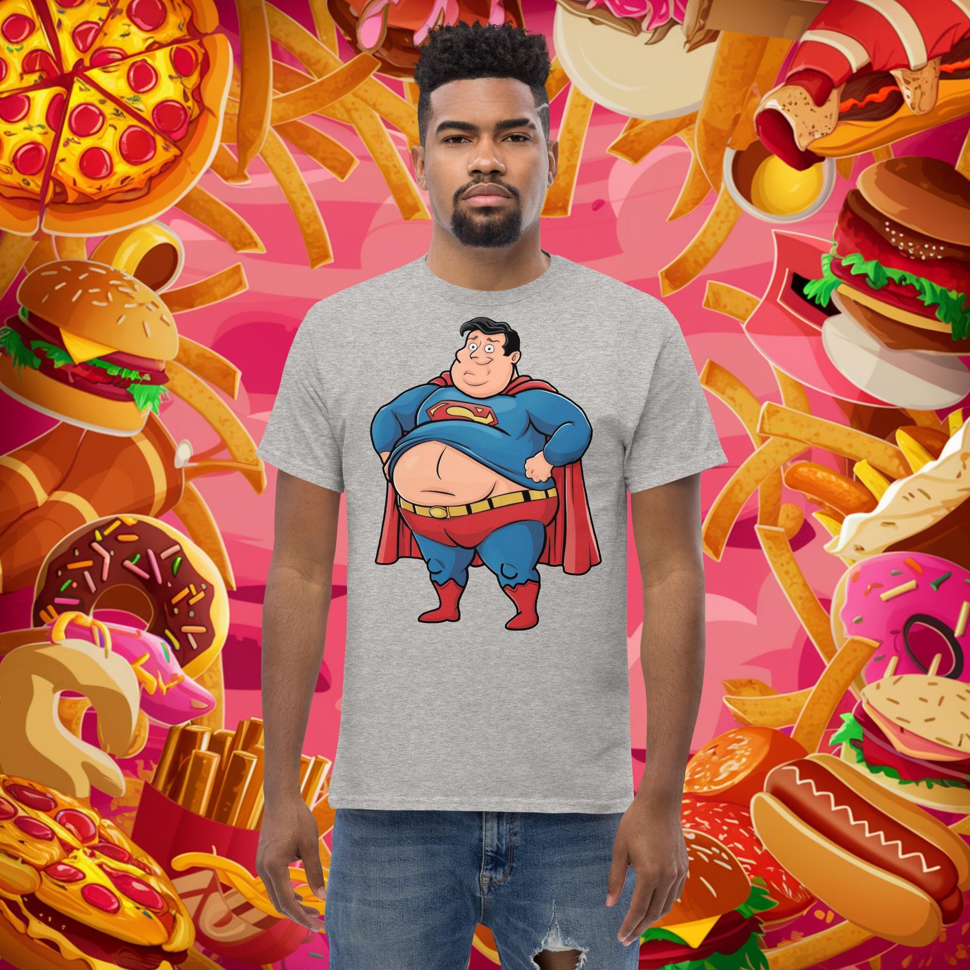 Fat Superhero Funny Inaction Hero Unisex tee Next Cult Brand