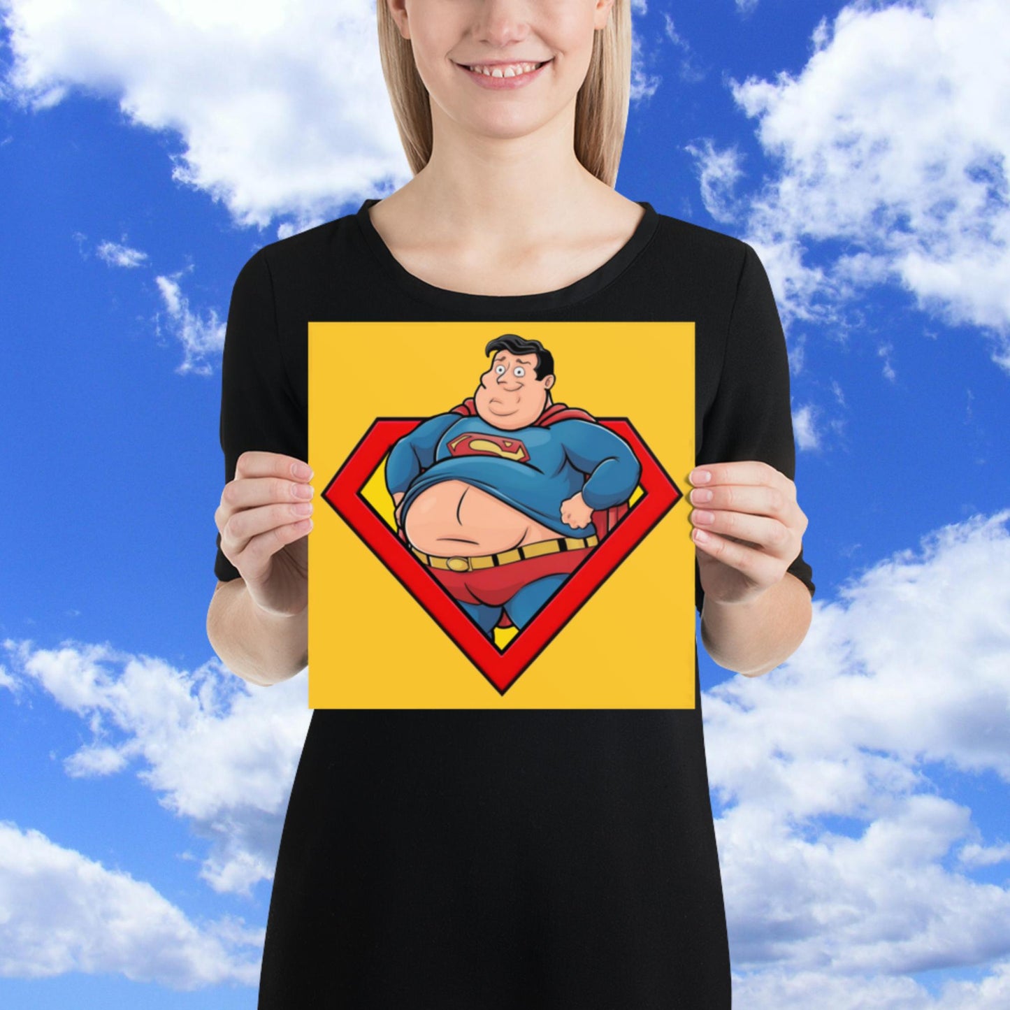 Fat Superman Funny Superhero Poster Next Cult Brand
