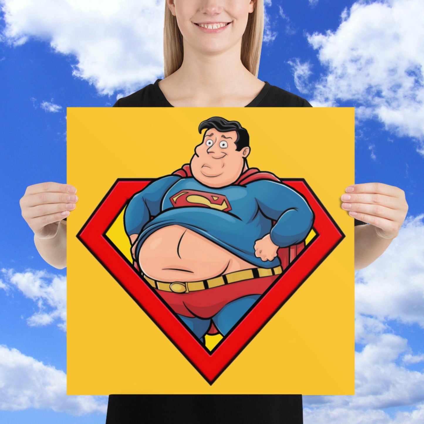 Fat Superman Funny Superhero Poster Next Cult Brand