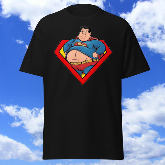 Fat Superman Funny Superhero Unisex tee Black T-shirts Films Fitness Gym Justice League Movies Pump Cover Superheroes Superman Workout Next Cult Brand