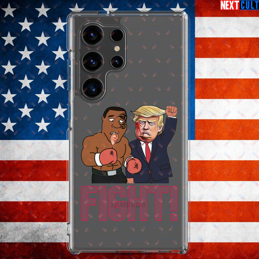 Fight Donald Trump Shooting Meme Funny Mike Tyson Ear Clear Case for Samsung Samsung Galaxy S24 Ultra Mobile Phone Cases Boxing Conspiracy Theories Donald Trump Mike Tyson Politics Republicans Next Cult Brand