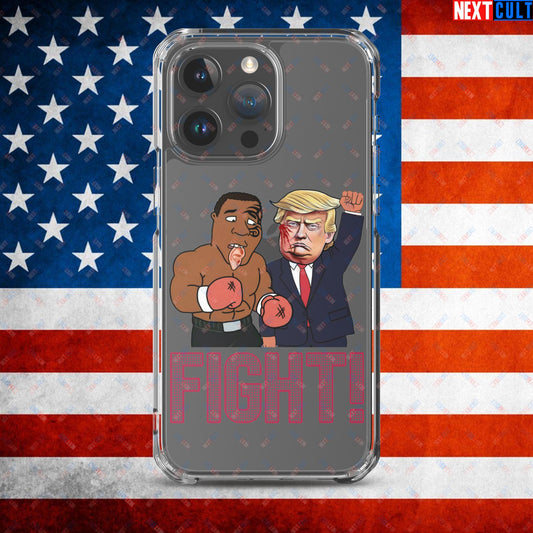 Fight Donald Trump Shooting Meme Funny Mike Tyson Ear Clear Case for iPhone iPhone 15 Pro Max Mobile Phone Cases Boxing Conspiracy Theories Donald Trump Mike Tyson Politics Republicans Next Cult Brand