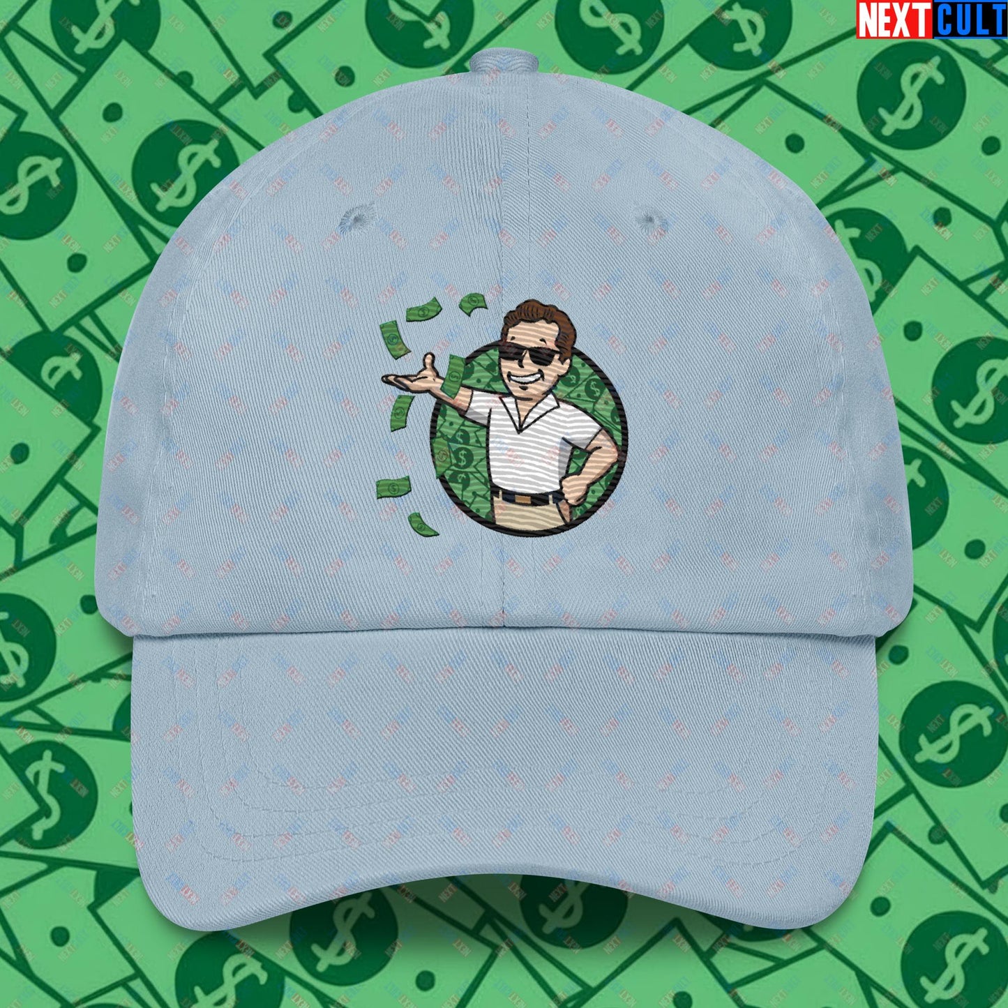 Finance Boy Wolf of Wall Street Leonardo DiCaprio Vault Boy Fallout Funny Meme Cartoon Mashup Dad hat Next Cult Brand