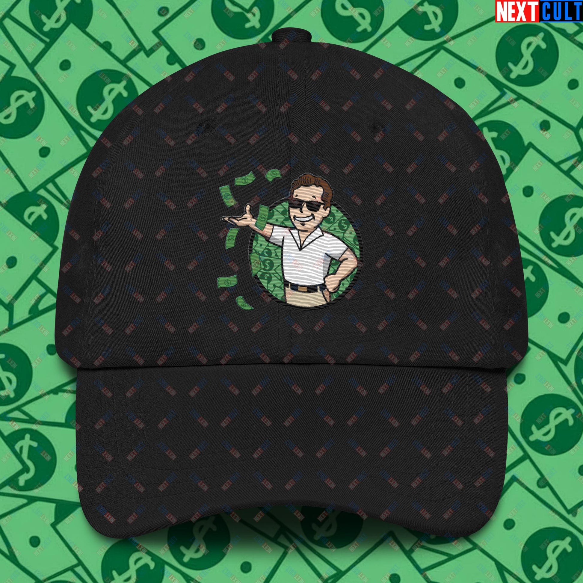 Finance Boy Wolf of Wall Street Leonardo DiCaprio Vault Boy Fallout Funny Meme Cartoon Mashup Dad hat Next Cult Brand