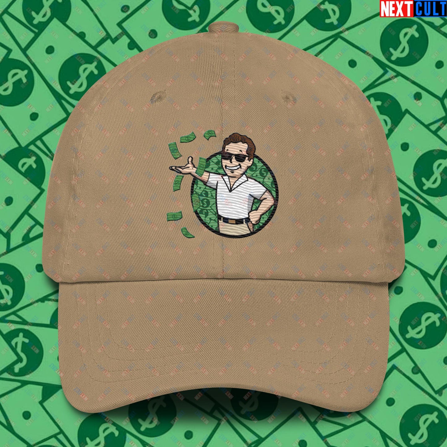 Finance Boy Wolf of Wall Street Leonardo DiCaprio Vault Boy Fallout Funny Meme Cartoon Mashup Dad hat Next Cult Brand