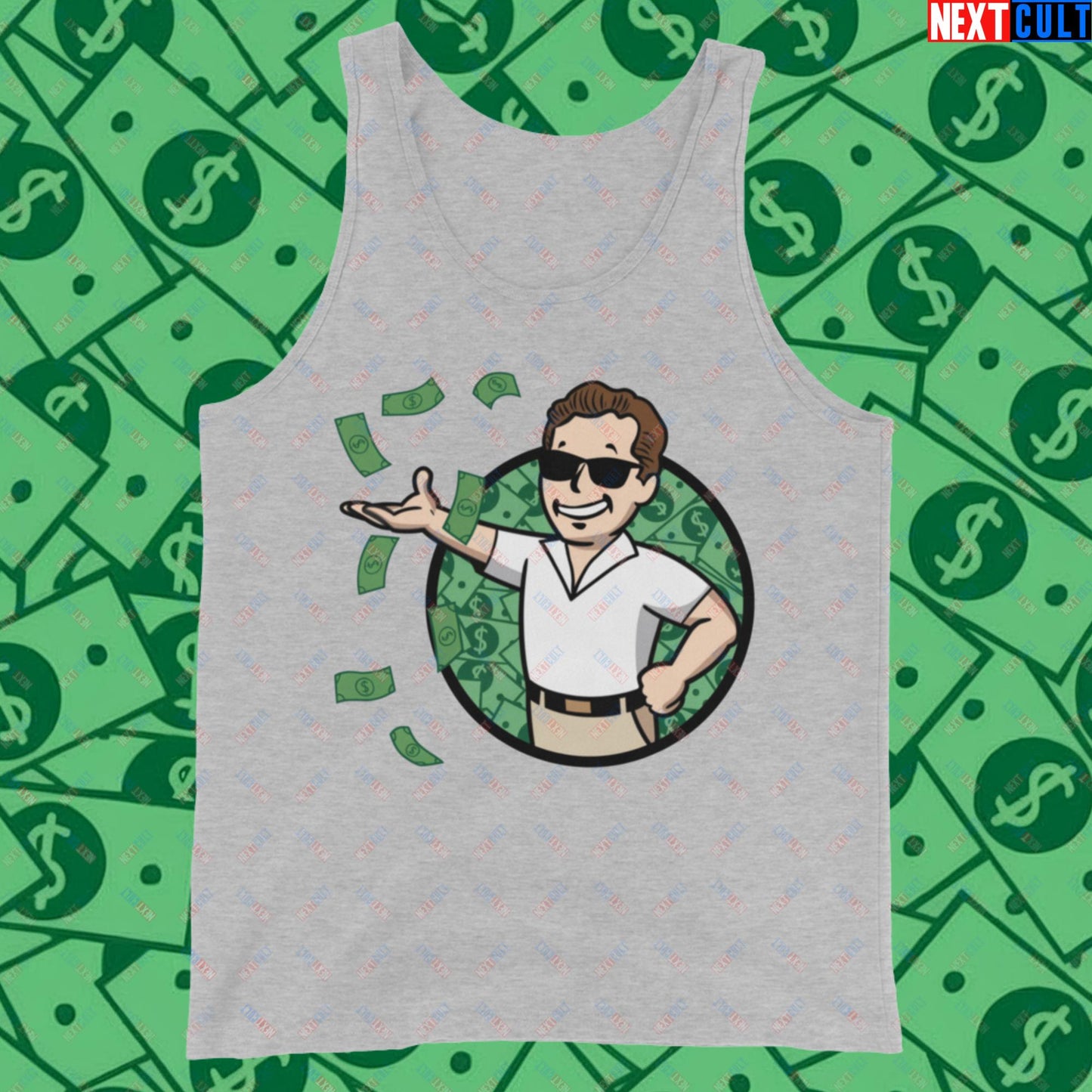 Finance Boy Wolf of Wall Street Leonardo DiCaprio Vault Boy Fallout Funny Meme Cartoon Mashup Tank Top Next Cult Brand