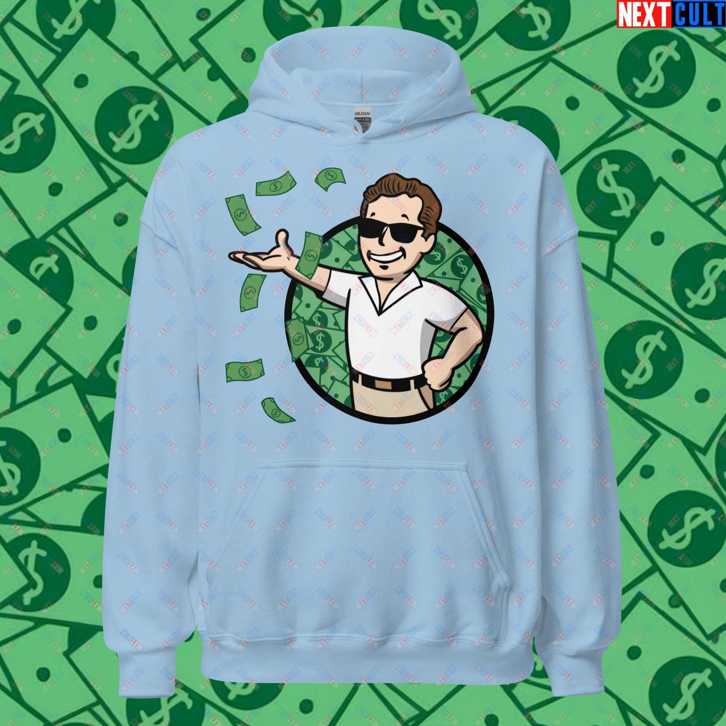 Finance Boy Wolf of Wall Street Leonardo DiCaprio Vault Boy Fallout Funny Meme Cartoon Mashup Unisex Hoodie Next Cult Brand