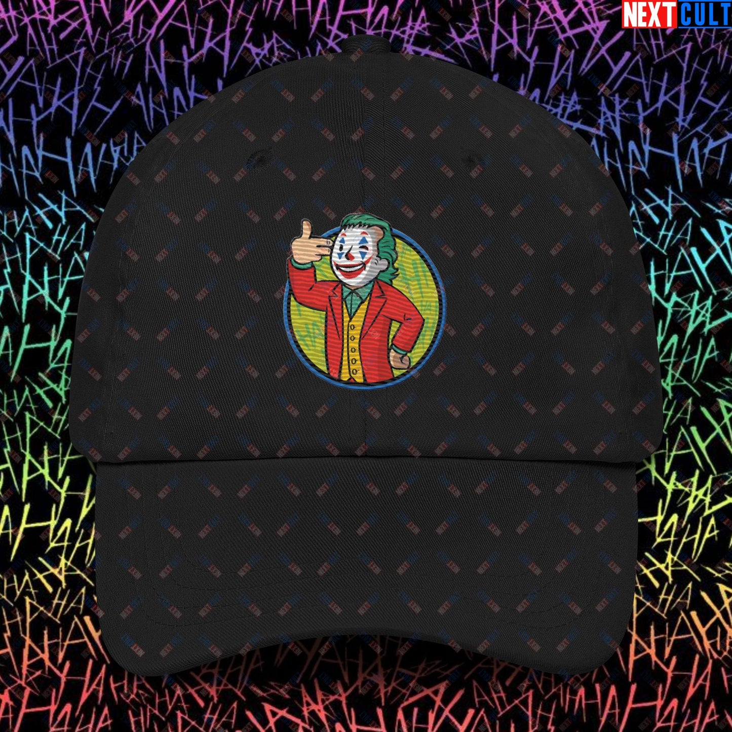 Funny Boy Joker Vault Boy Fallout Funny Cartoon Mashup Dad hat Black Hats Joaquin Phoenix Joker Movies Next Cult Brand