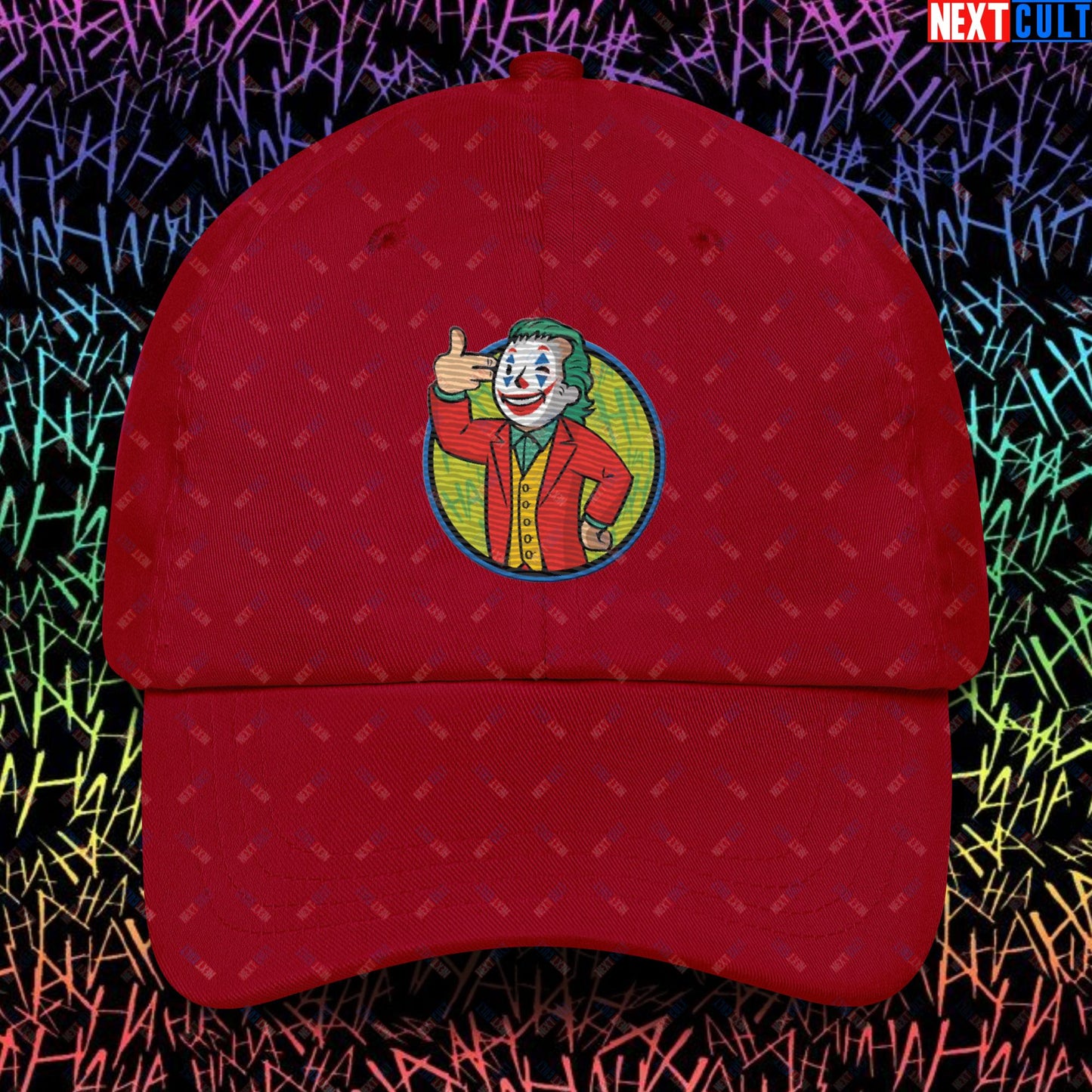 Funny Boy Joker Vault Boy Fallout Funny Cartoon Mashup Dad hat Cranberry Hats Joaquin Phoenix Joker Movies Next Cult Brand