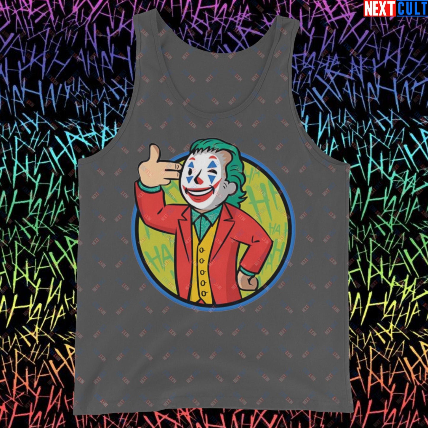 Funny Boy Joker Vault Boy Fallout Funny Cartoon Mashup Tank Top Asphalt Tank Tops Joaquin Phoenix Joker Movies Next Cult Brand