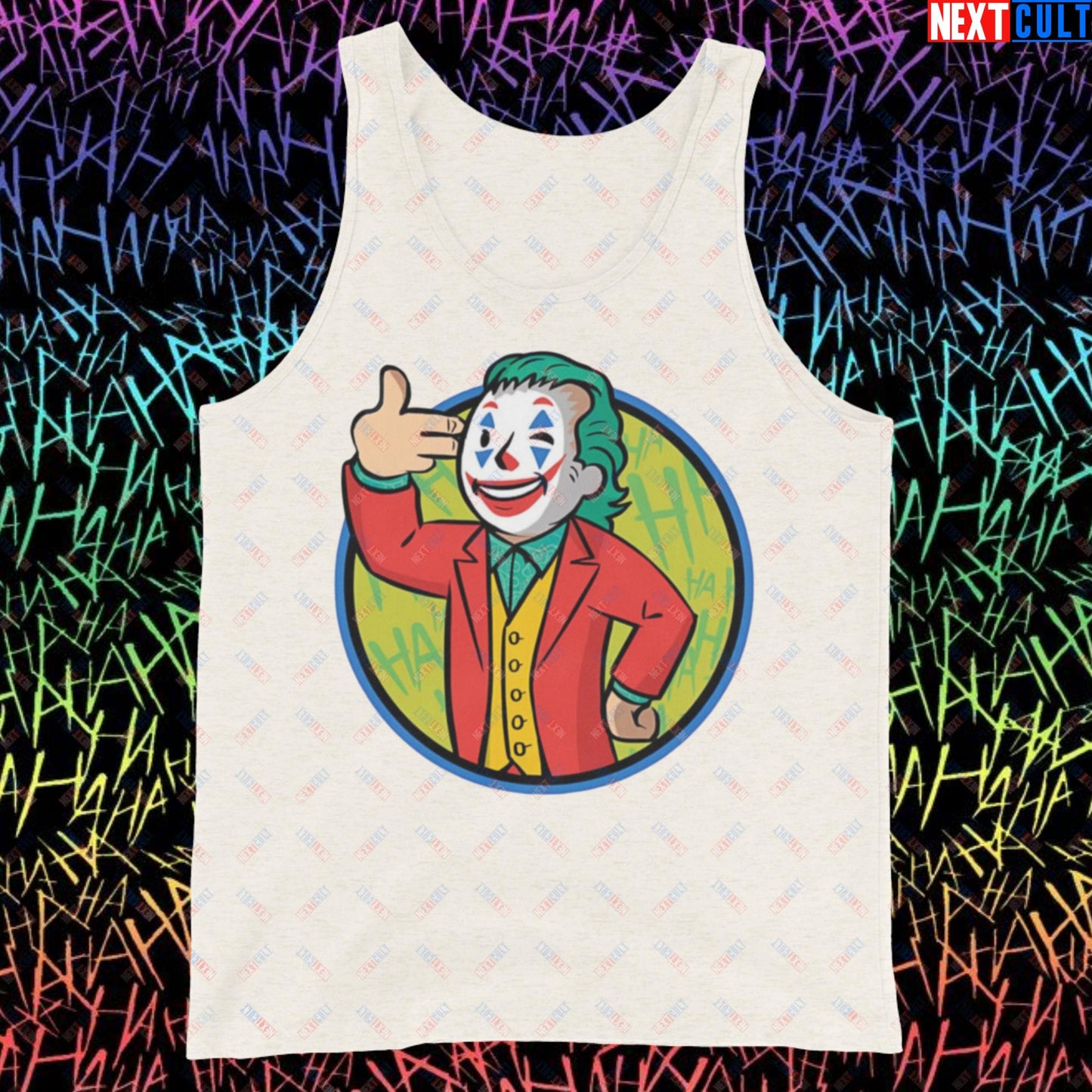 Funny Boy Joker Vault Boy Fallout Funny Cartoon Mashup Tank Top Oatmeal Triblend Tank Tops Joaquin Phoenix Joker Movies Next Cult Brand