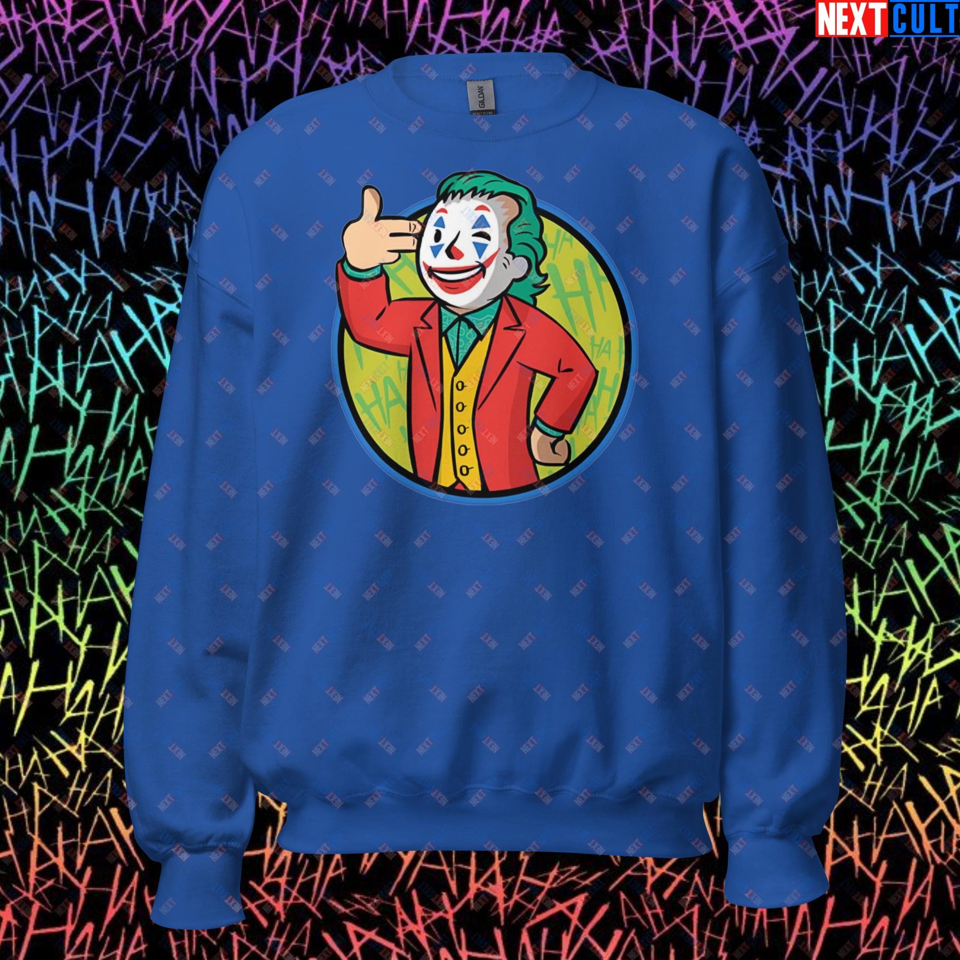 Funny Boy Joker Vault Boy Fallout Funny Cartoon Mashup Unisex Sweatshirt Next Cult Brand