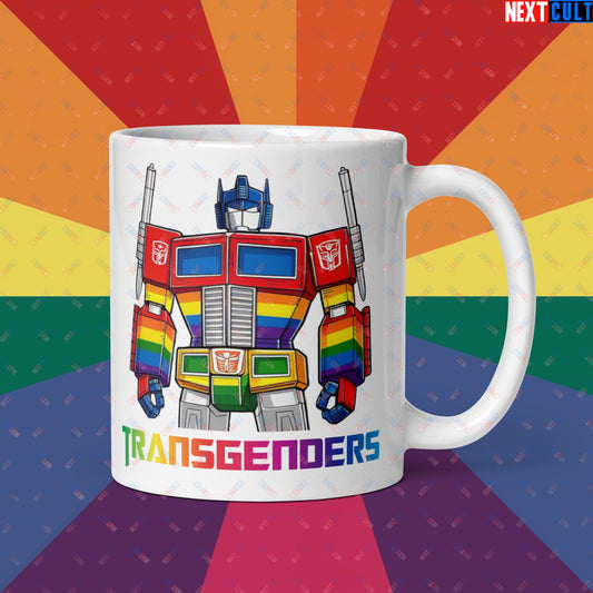 Funny Transgenders Transformers LGBTQ+ Pride White glossy mug Next Cult Brand