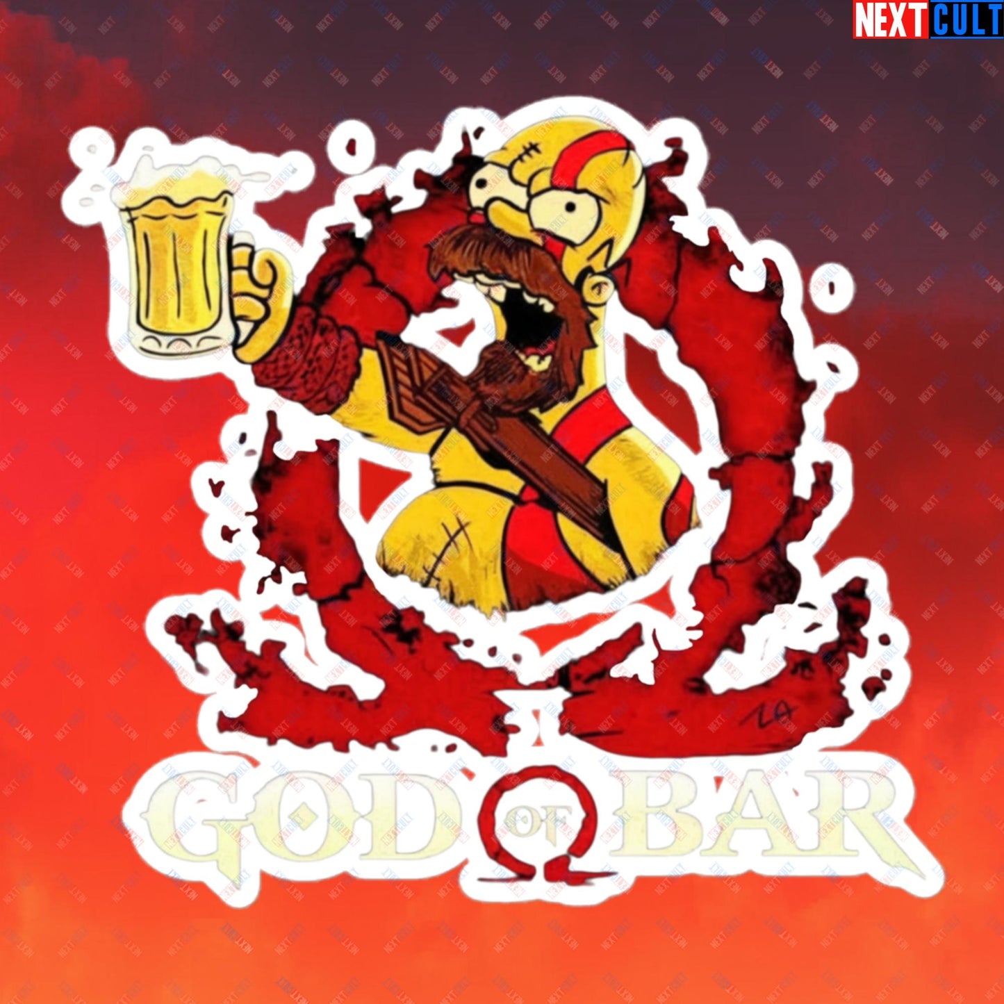 God of Bar Homer Simpson God of War Funny Cartoon Mashup Bubble-free stickers Next Cult Brand