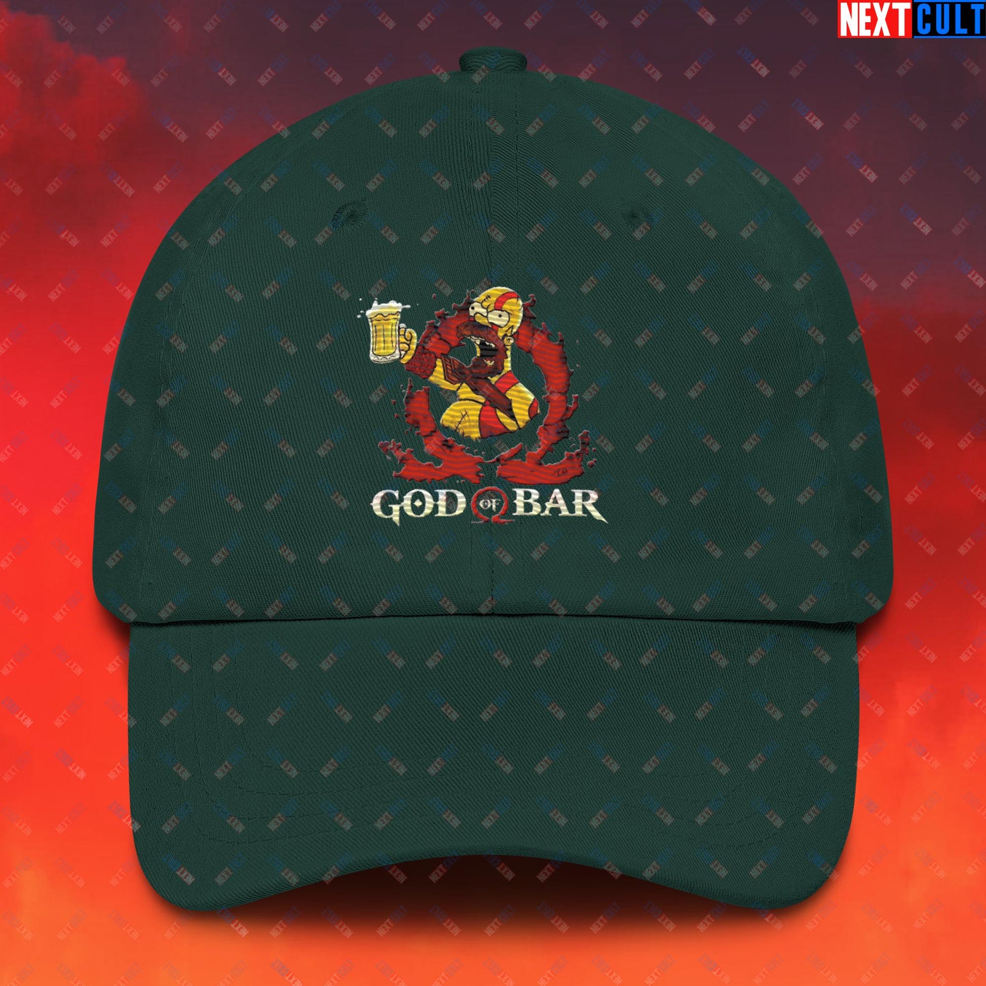 God of Bar Homer Simpson God of War Funny Cartoon Mashup Dad hat Spruce Hats God of War The Simpsons TV Shows Video Games Next Cult Brand