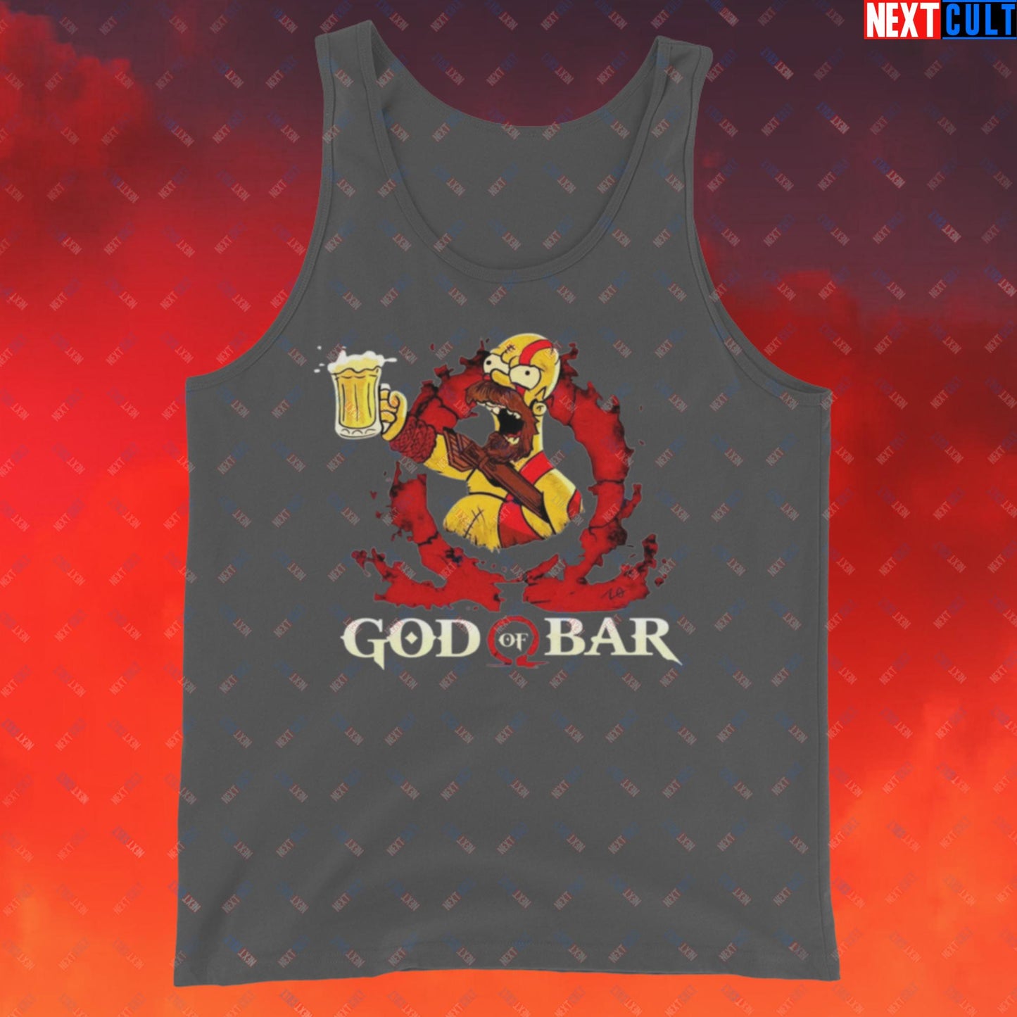 God of Bar Homer Simpson God of War Funny Cartoon Mashup Tank Top Asphalt Tank Tops God of War The Simpsons TV Shows Video Games Next Cult Brand