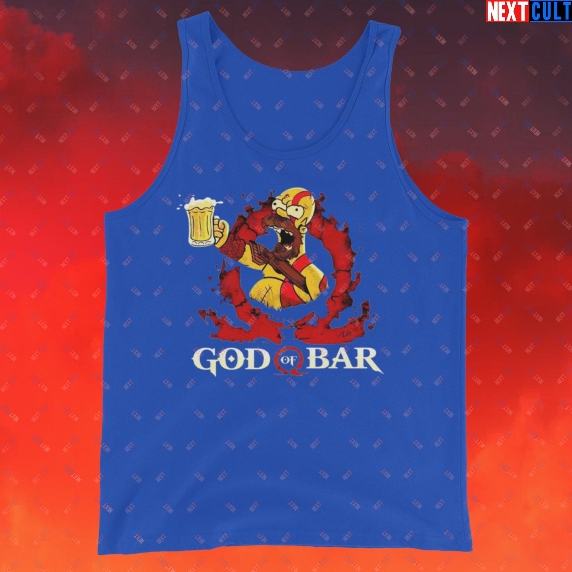 God of Bar Homer Simpson God of War Funny Cartoon Mashup Tank Top True Royal Tank Tops God of War The Simpsons TV Shows Video Games Next Cult Brand