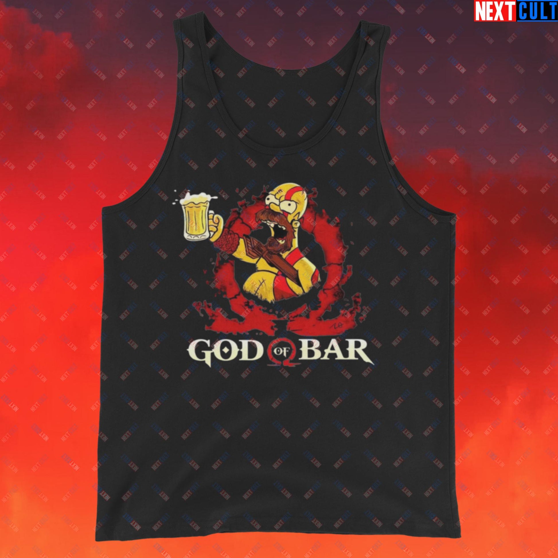 God of Bar Homer Simpson God of War Funny Cartoon Mashup Tank Top Next Cult Brand