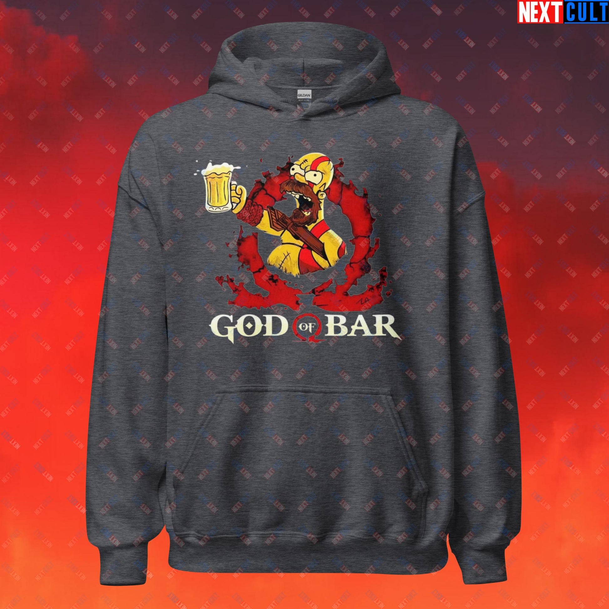 God of Bar Homer Simpson God of War Funny Cartoon Mashup Unisex Hoodie Next Cult Brand