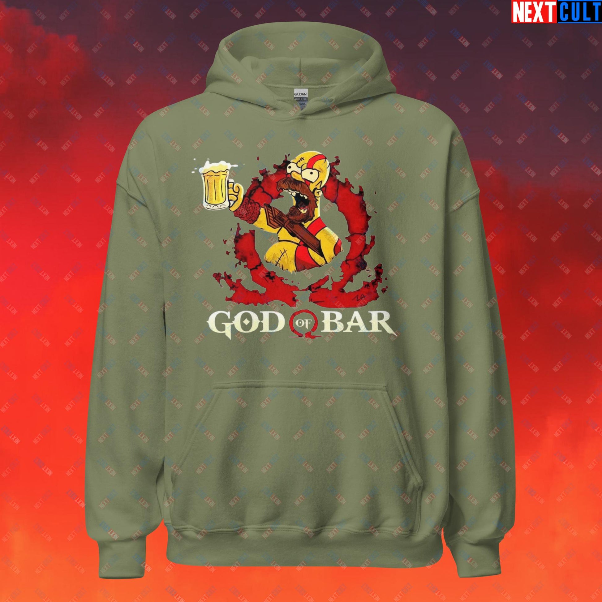 God of Bar Homer Simpson God of War Funny Cartoon Mashup Unisex Hoodie Next Cult Brand