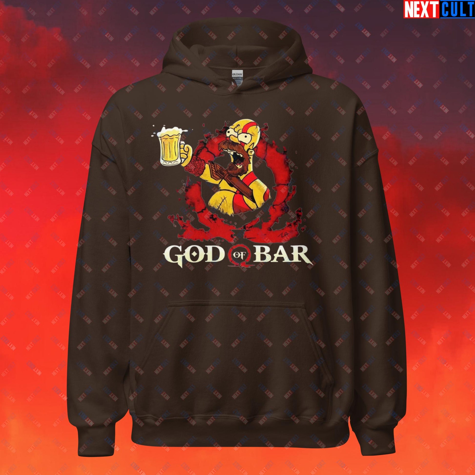 God of Bar Homer Simpson God of War Funny Cartoon Mashup Unisex Hoodie Next Cult Brand