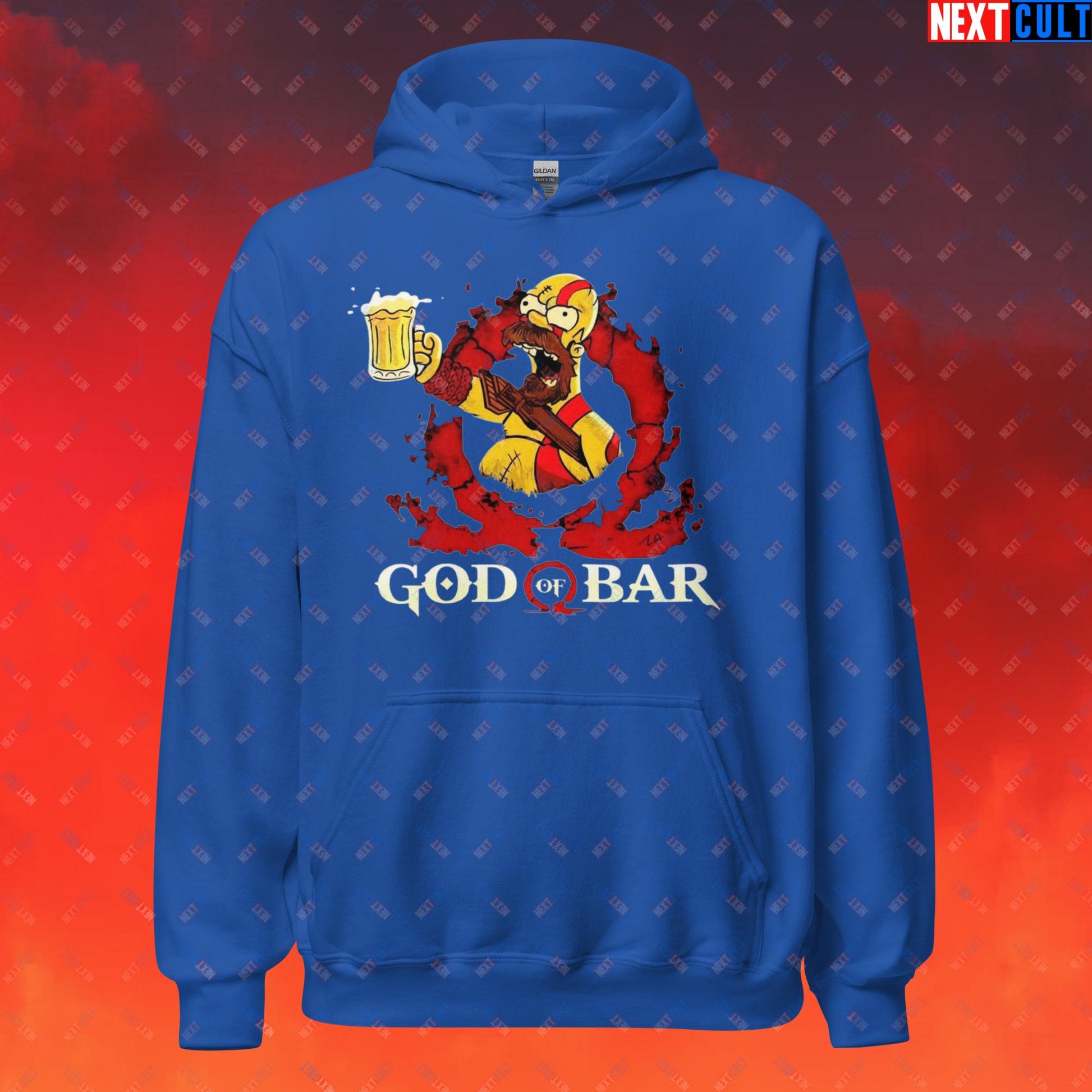 God of Bar Homer Simpson God of War Funny Cartoon Mashup Unisex Hoodie Next Cult Brand