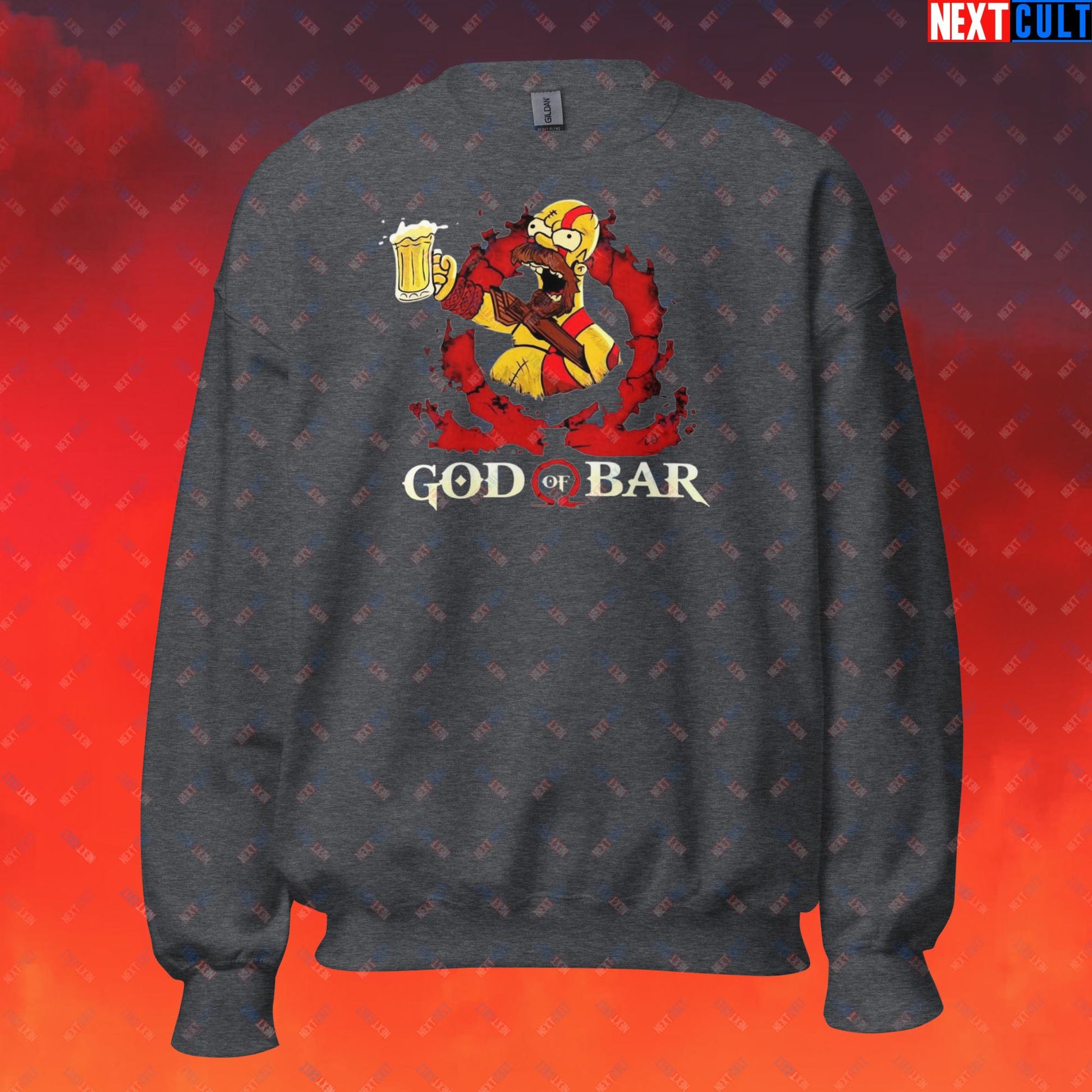 God of Bar Homer Simpson God of War Funny Cartoon Mashup Unisex Sweatshirt Next Cult Brand