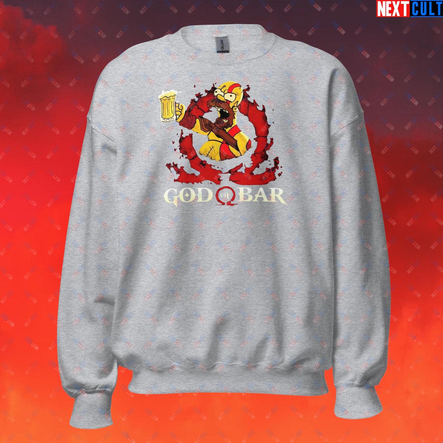 God of Bar Homer Simpson God of War Funny Cartoon Mashup Unisex Sweatshirt Next Cult Brand