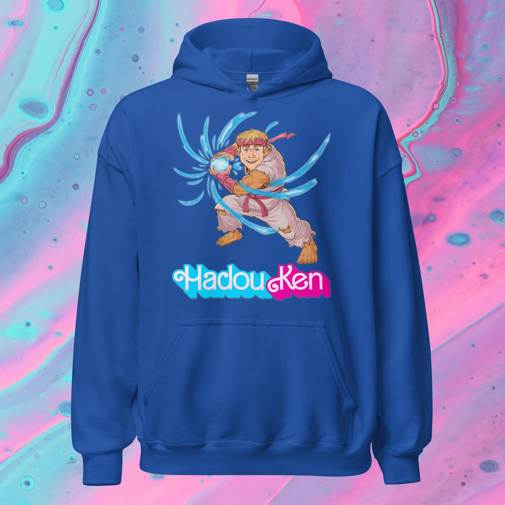 Hadouken Ken Barbie Ryan Gosling Street Fighter Funny Unisex Hoodie Royal Hoodies Barbie Ken Movies Ryan Gosling Street Fighter Video Games Next Cult Brand