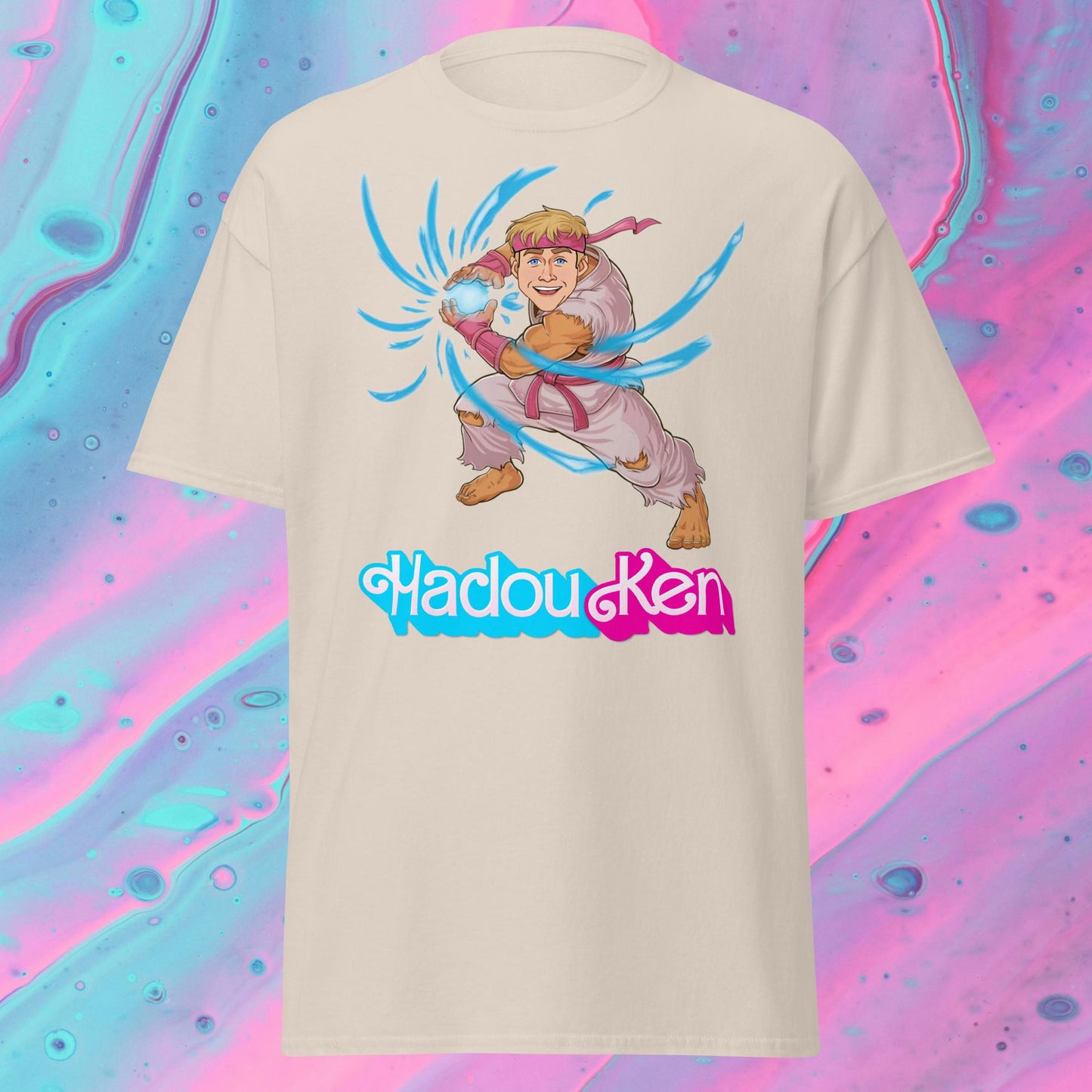 Hadouken Ken Barbie Ryan Gosling Street Fighter Funny Unisex tee Natural T-shirts Barbie Ken Movies Ryan Gosling Street Fighter Video Games Next Cult Brand