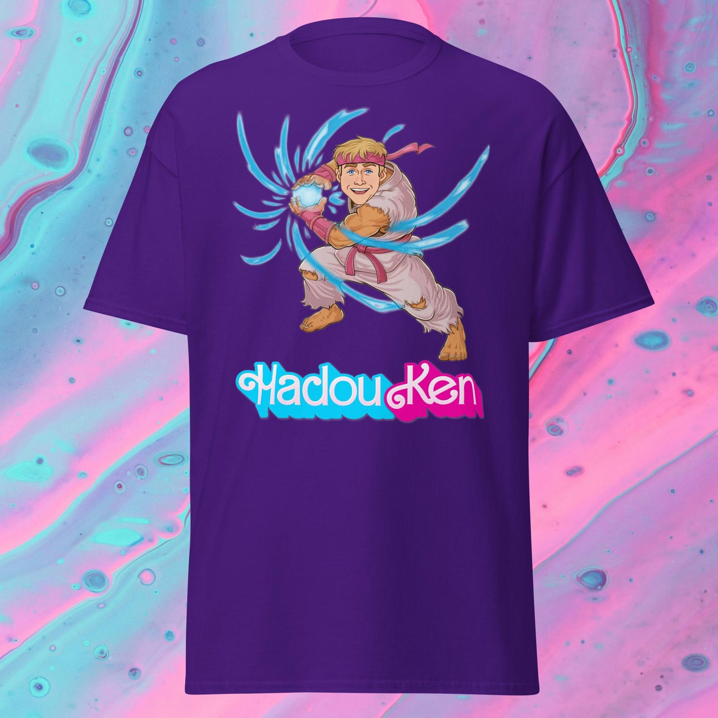 Hadouken Ken Barbie Ryan Gosling Street Fighter Funny Unisex tee Purple T-shirts Barbie Ken Movies Ryan Gosling Street Fighter Video Games Next Cult Brand