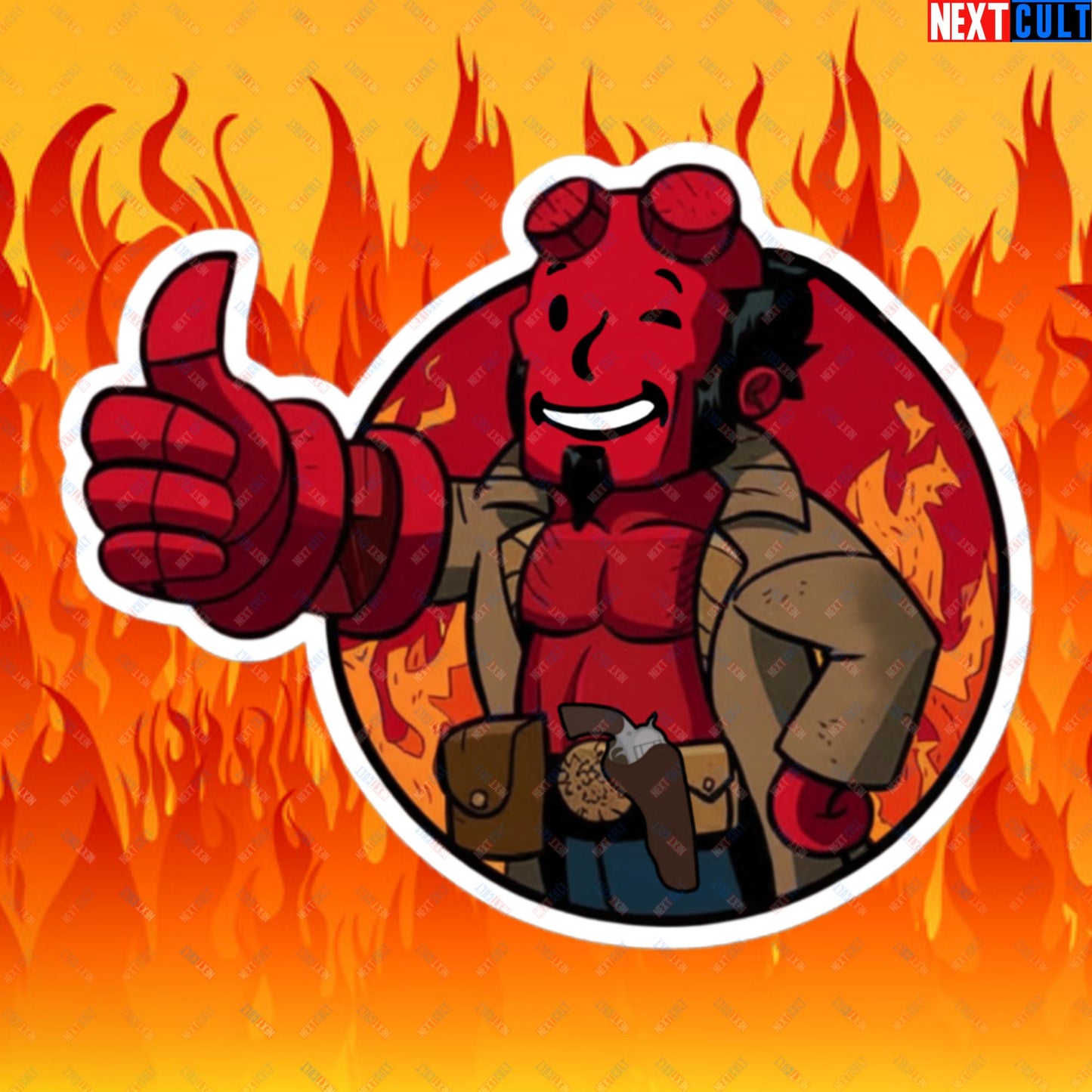 Hellboy Vault Boy Fallout Funny Cartoon Mashup Bubble-free stickers Next Cult Brand