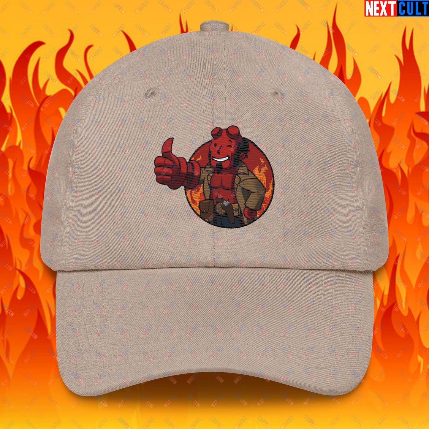 Hellboy Vault Boy Fallout Funny Cartoon Mashup Dad hat Next Cult Brand