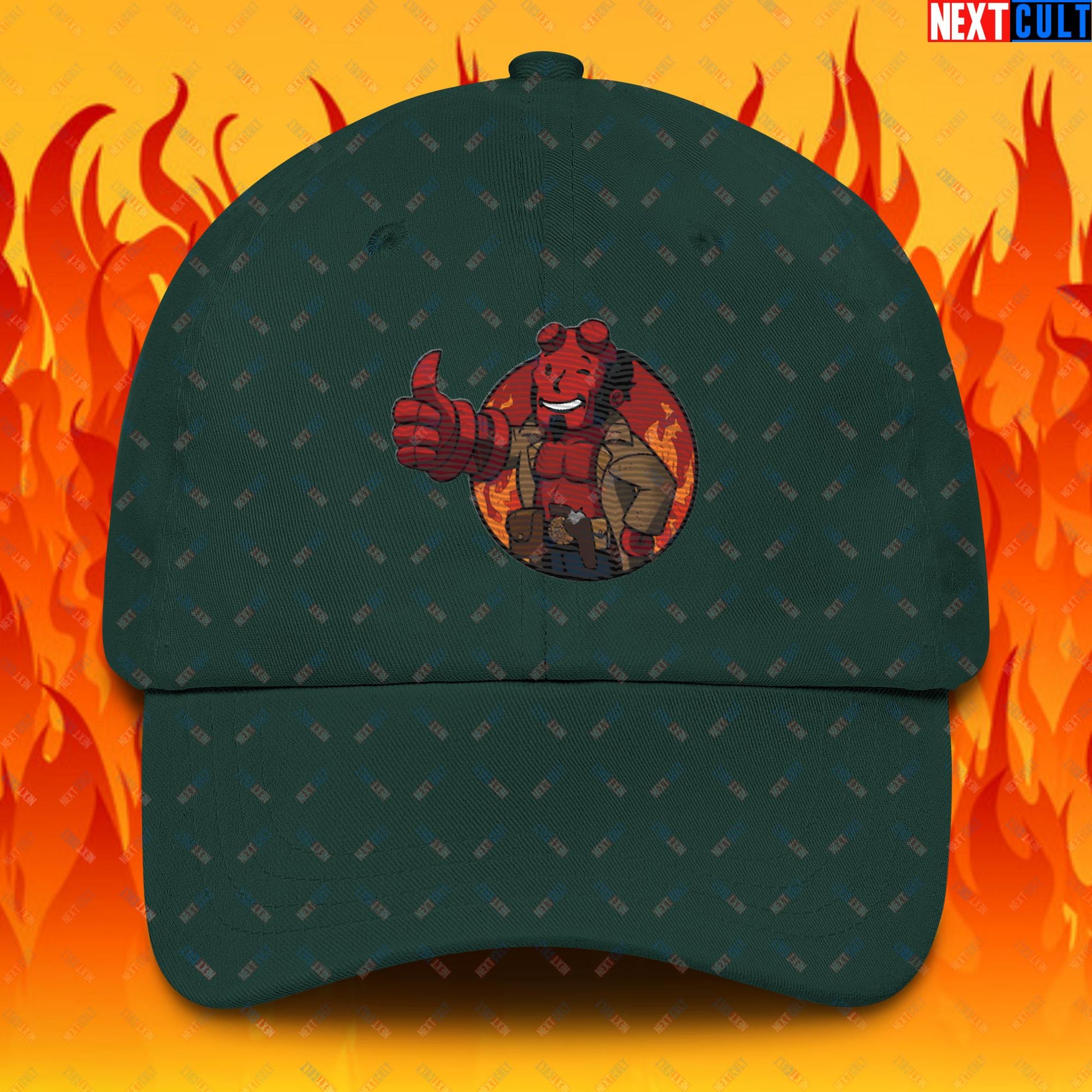 Hellboy Vault Boy Fallout Funny Cartoon Mashup Dad hat Next Cult Brand