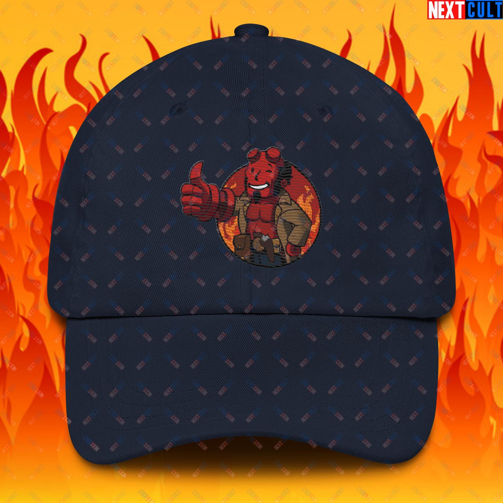 Hellboy Vault Boy Fallout Funny Cartoon Mashup Dad hat Next Cult Brand