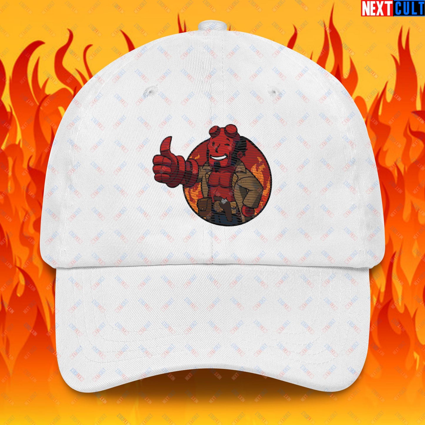 Hellboy Vault Boy Fallout Funny Cartoon Mashup Dad hat Next Cult Brand