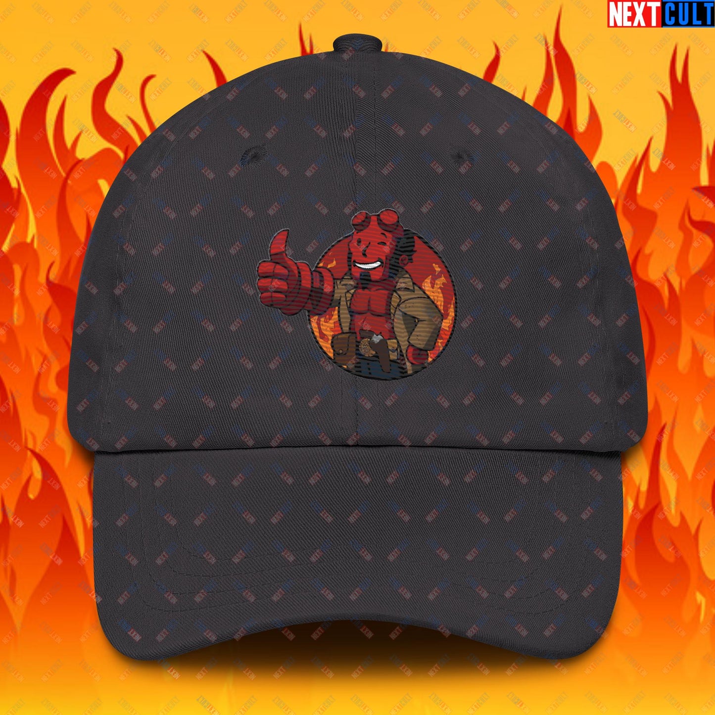 Hellboy Vault Boy Fallout Funny Cartoon Mashup Dad hat Next Cult Brand