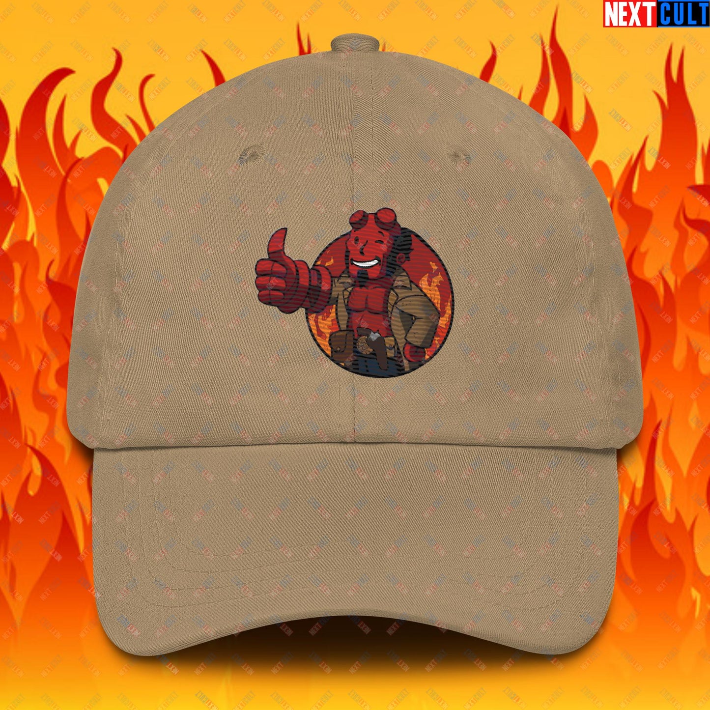 Hellboy Vault Boy Fallout Funny Cartoon Mashup Dad hat Next Cult Brand