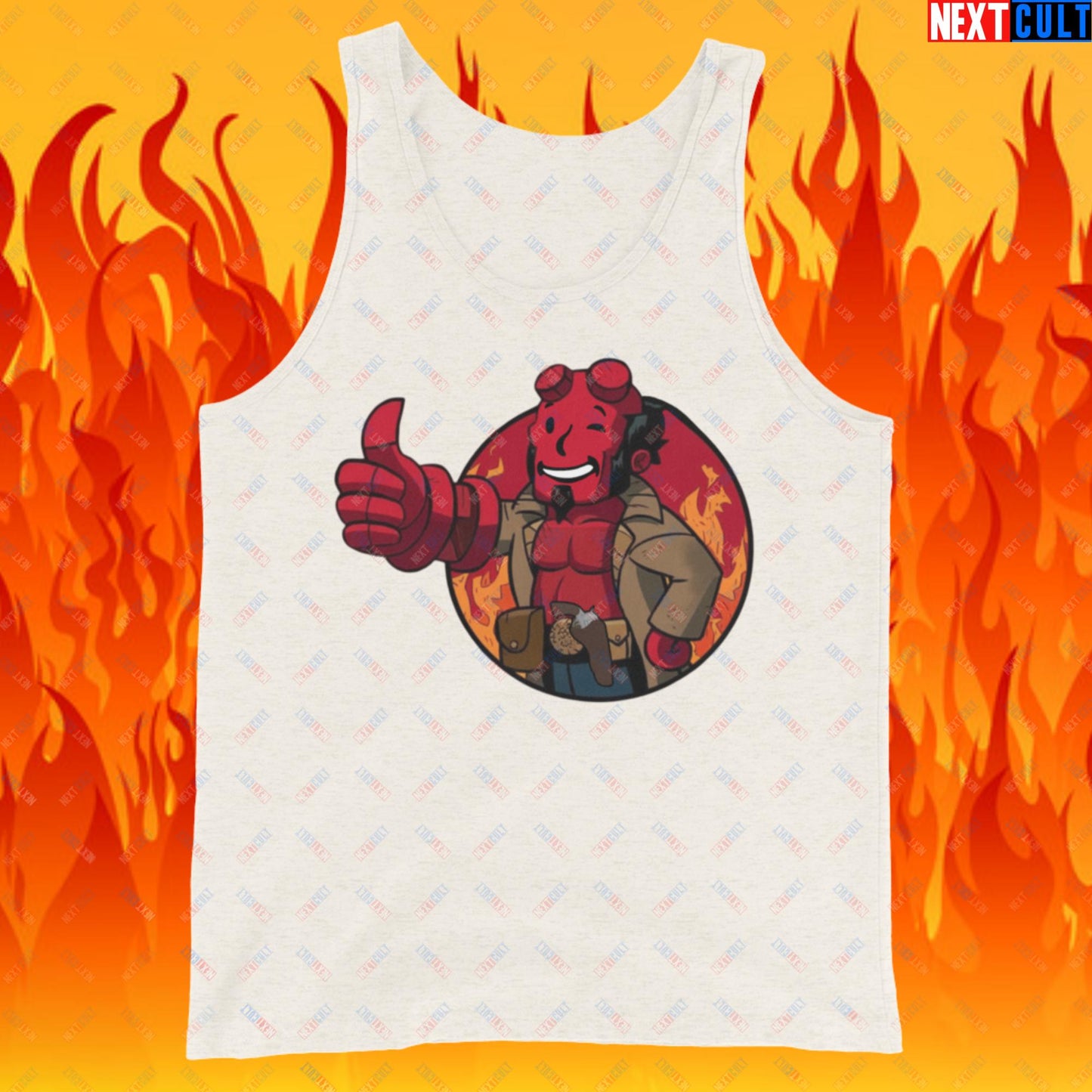 Hellboy Vault Boy Fallout Funny Cartoon Mashup Tank Top Next Cult Brand