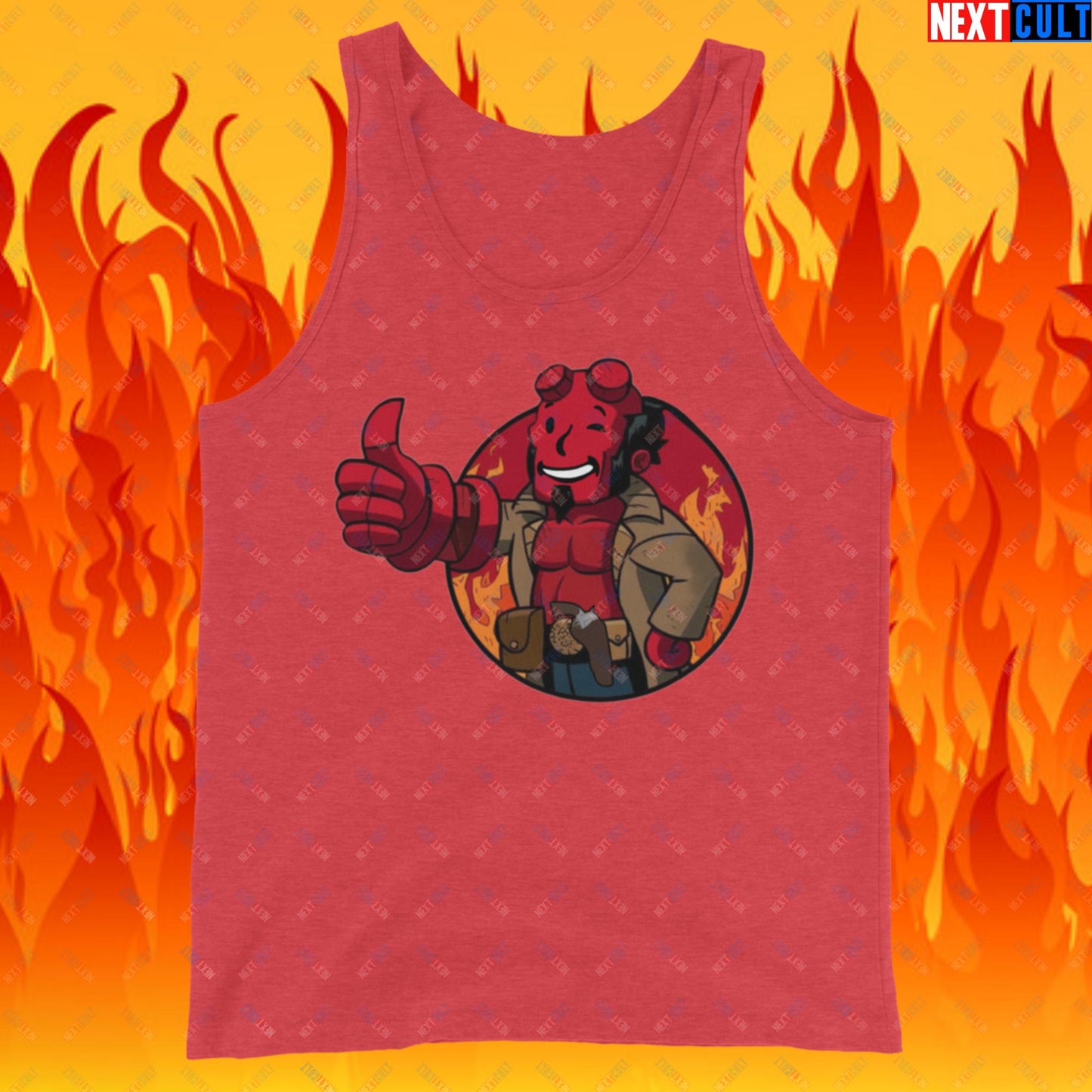 Hellboy Vault Boy Fallout Funny Cartoon Mashup Tank Top Next Cult Brand