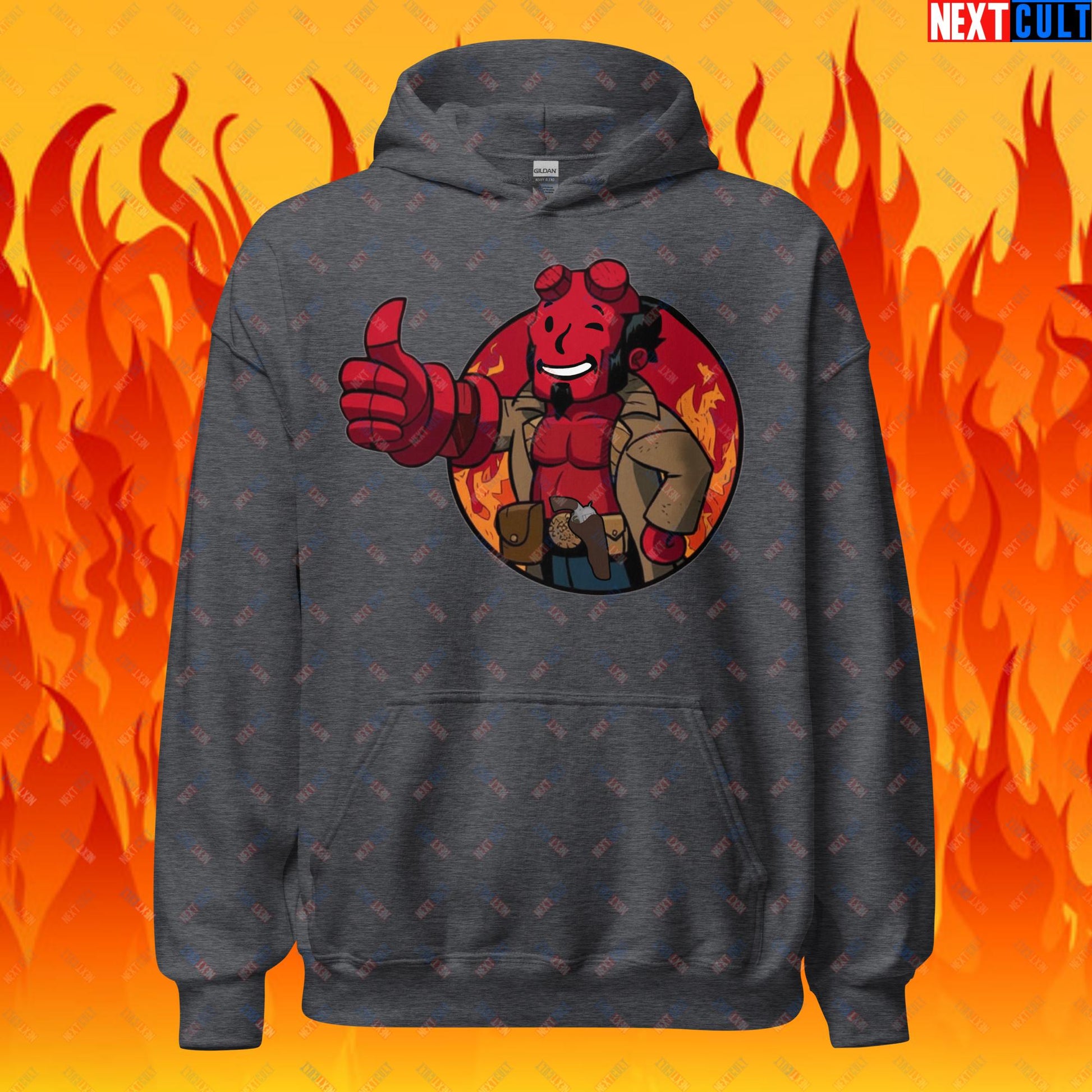 Hellboy Vault Boy Fallout Funny Cartoon Mashup Unisex Hoodie Next Cult Brand