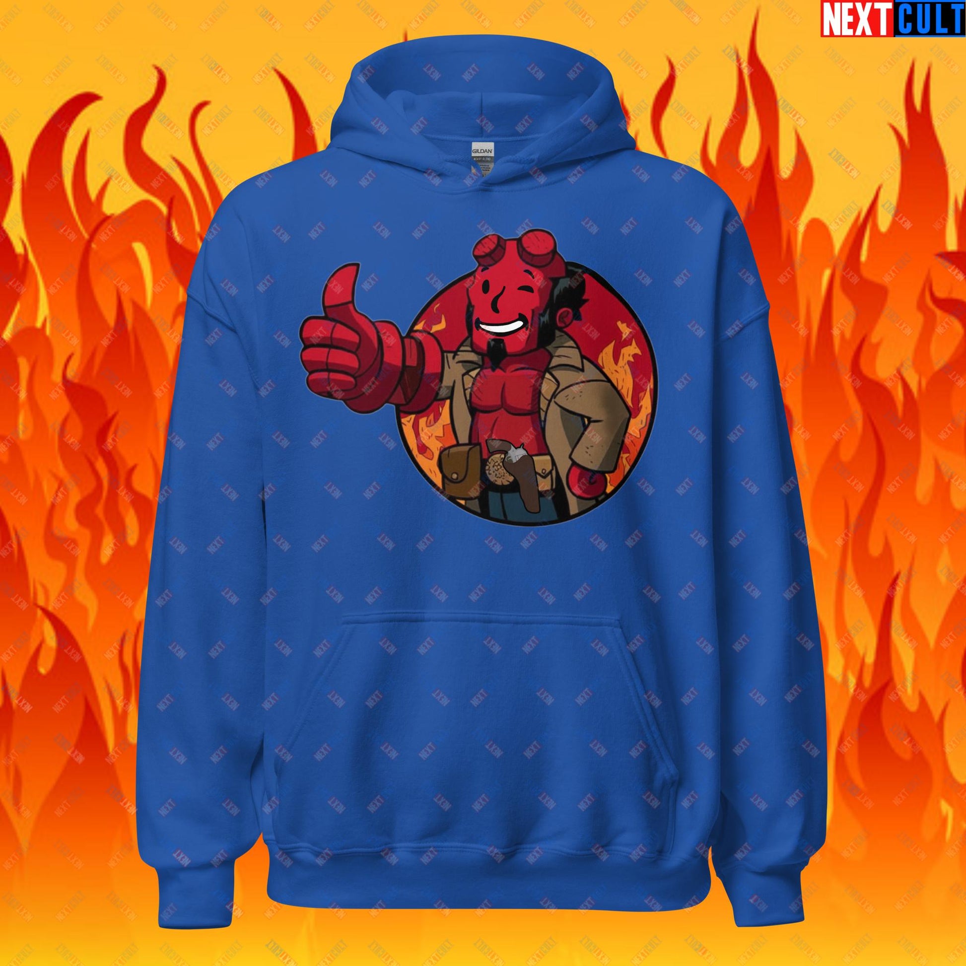 Hellboy Vault Boy Fallout Funny Cartoon Mashup Unisex Hoodie Next Cult Brand