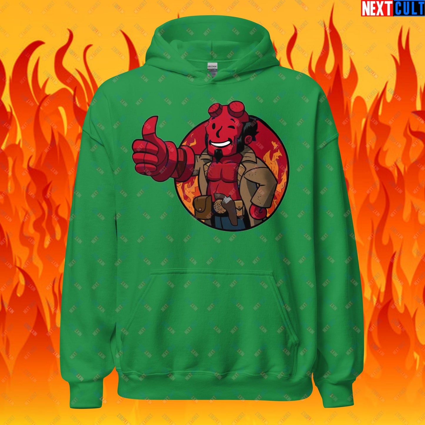 Hellboy Vault Boy Fallout Funny Cartoon Mashup Unisex Hoodie Next Cult Brand