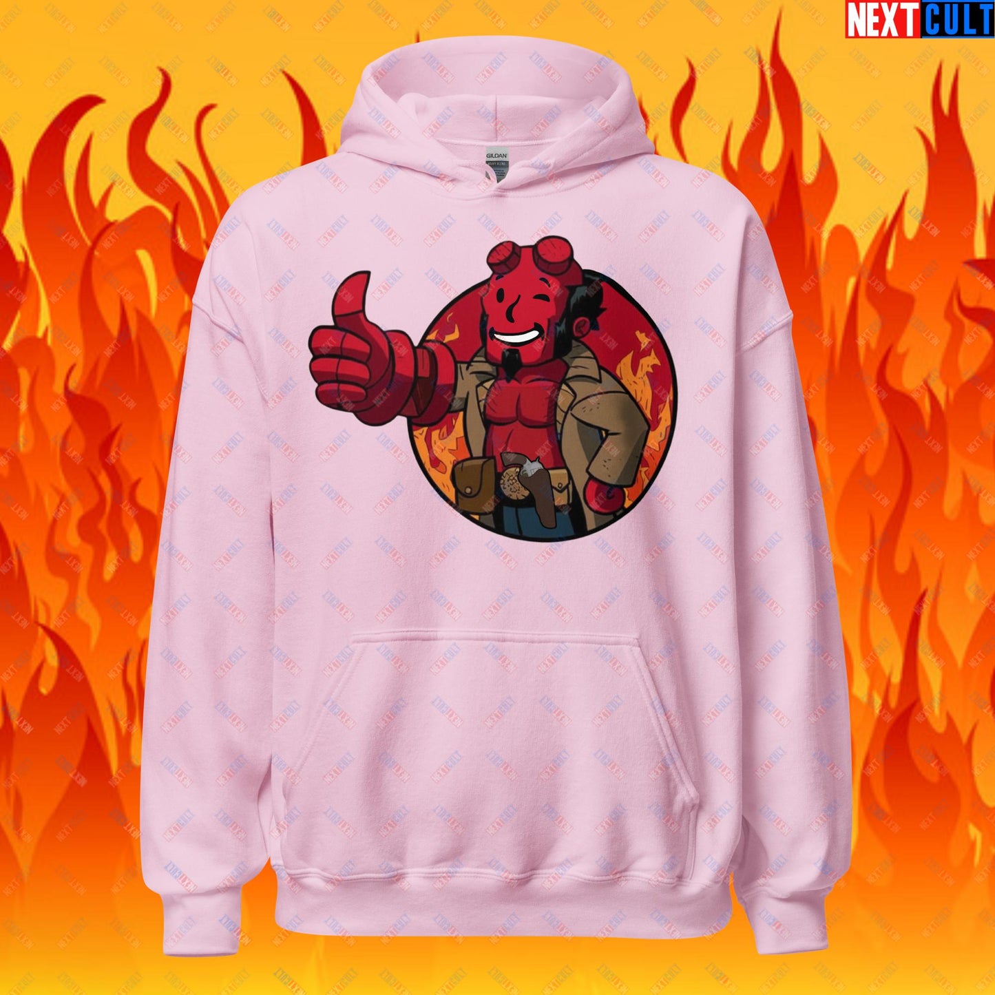 Hellboy Vault Boy Fallout Funny Cartoon Mashup Unisex Hoodie Next Cult Brand