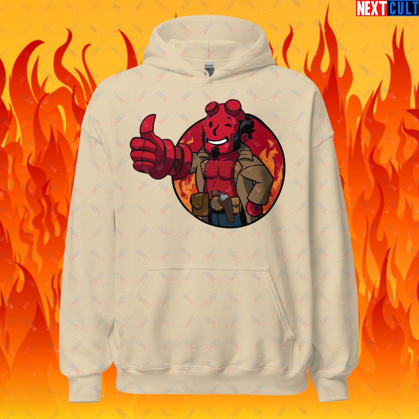 Hellboy Vault Boy Fallout Funny Cartoon Mashup Unisex Hoodie Next Cult Brand