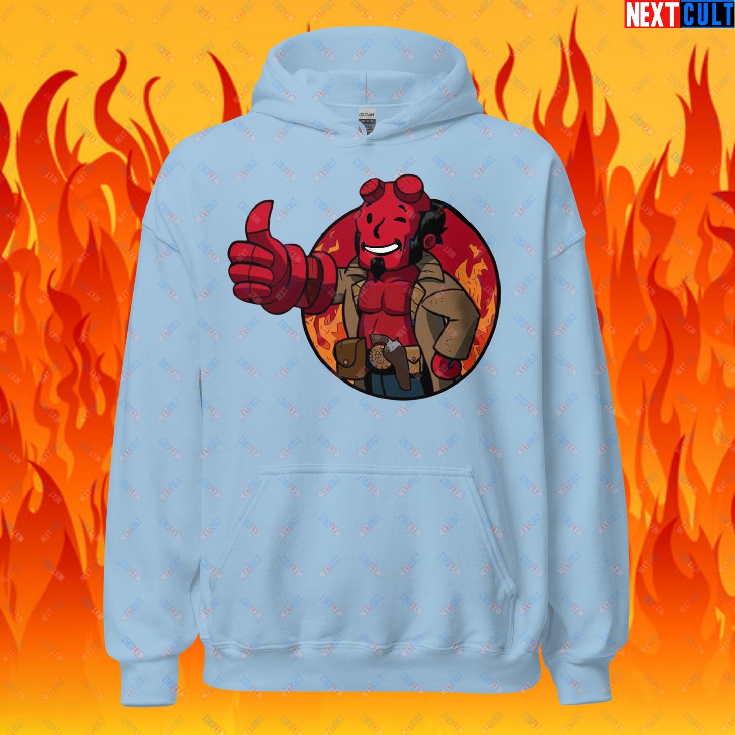 Hellboy Vault Boy Fallout Funny Cartoon Mashup Unisex Hoodie Next Cult Brand