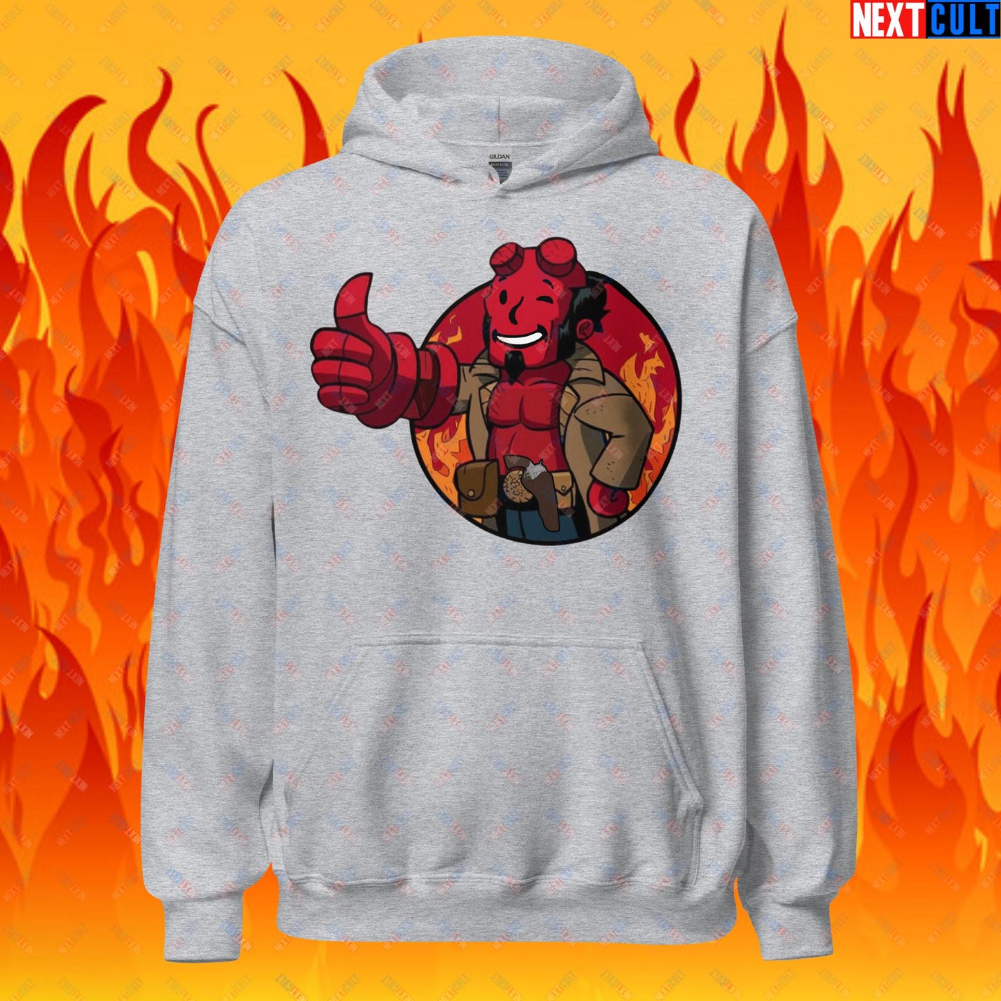 Hellboy Vault Boy Fallout Funny Cartoon Mashup Unisex Hoodie Next Cult Brand