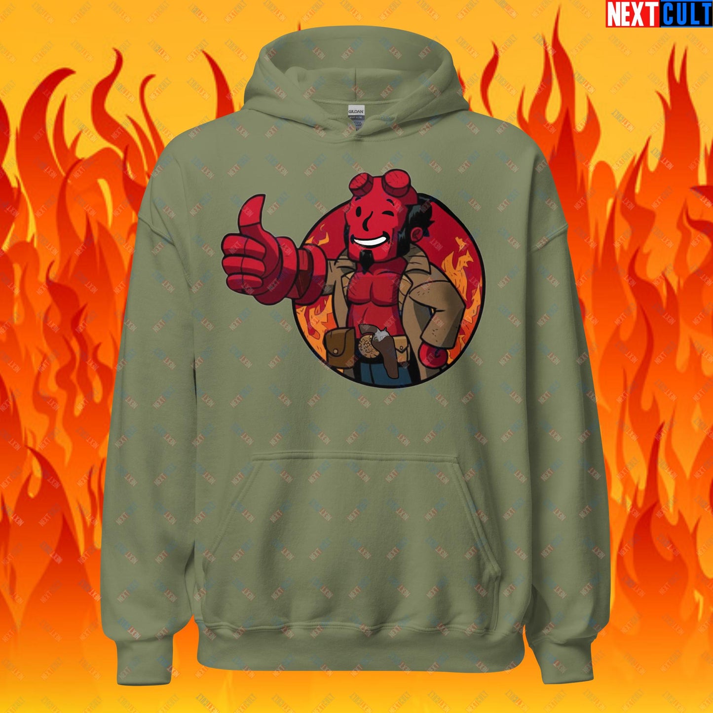 Hellboy Vault Boy Fallout Funny Cartoon Mashup Unisex Hoodie Next Cult Brand