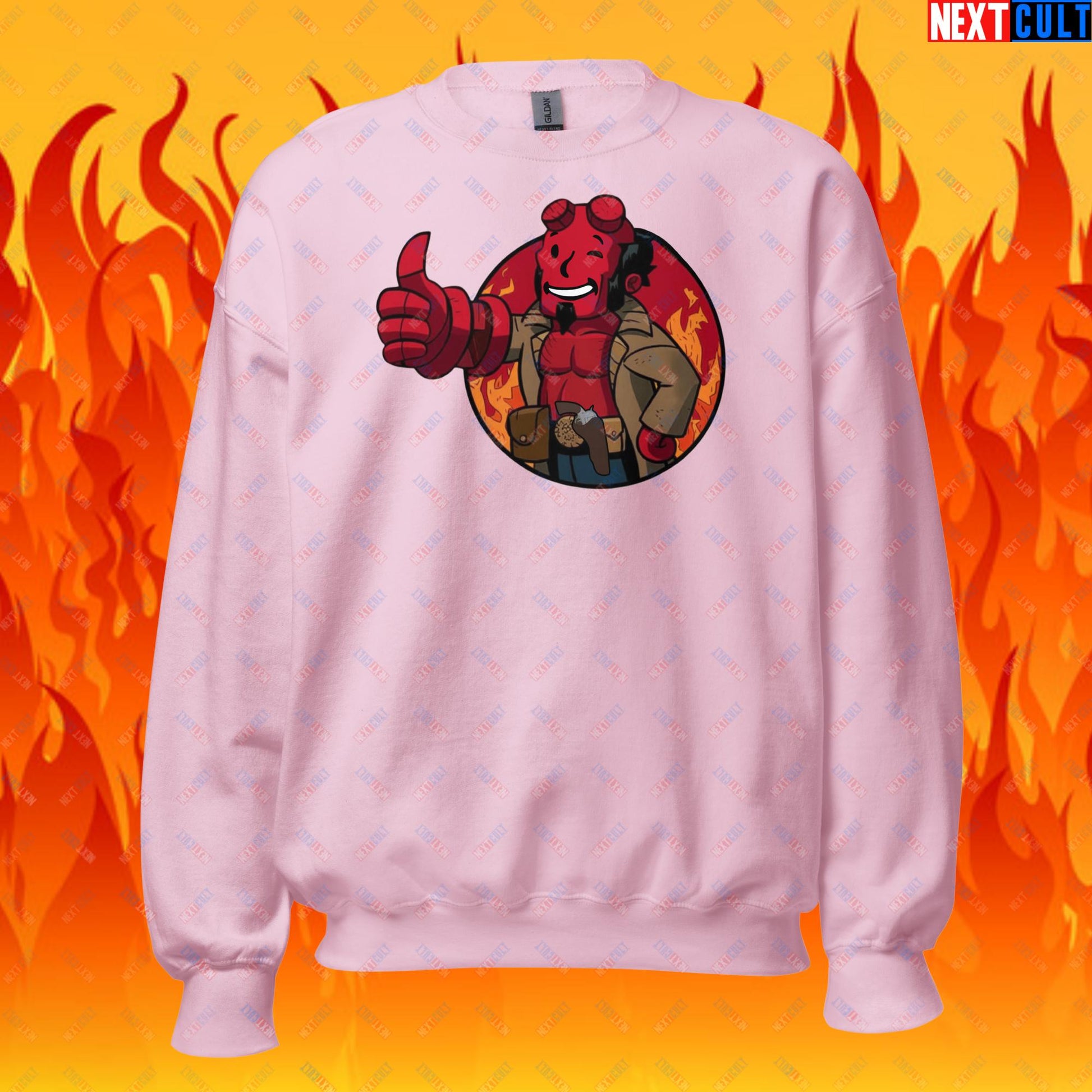 Hellboy Vault Boy Fallout Funny Cartoon Mashup Unisex Sweatshirt Next Cult Brand