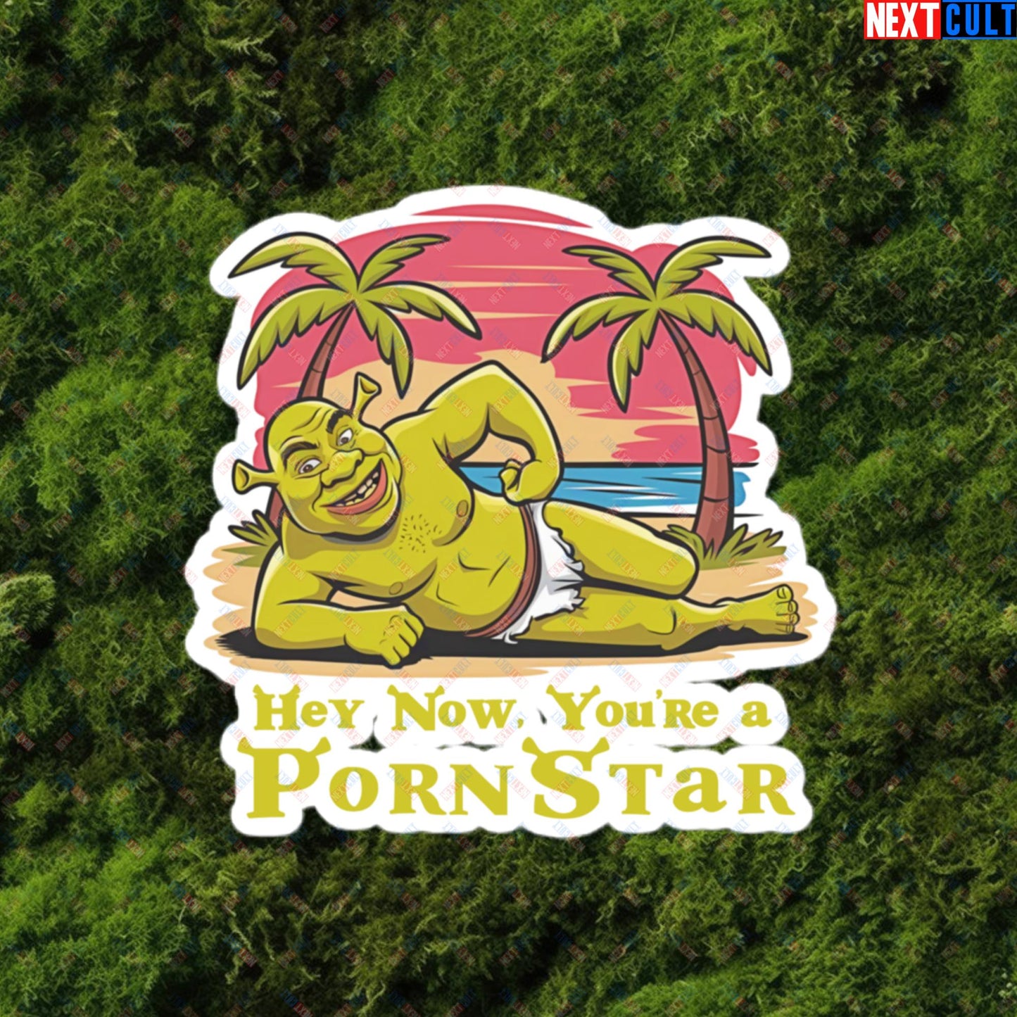 Hey Now, You're a Pornstar Shrek Smash Mouth Funny Meme Cartoon Bubble-free stickers Next Cult Brand